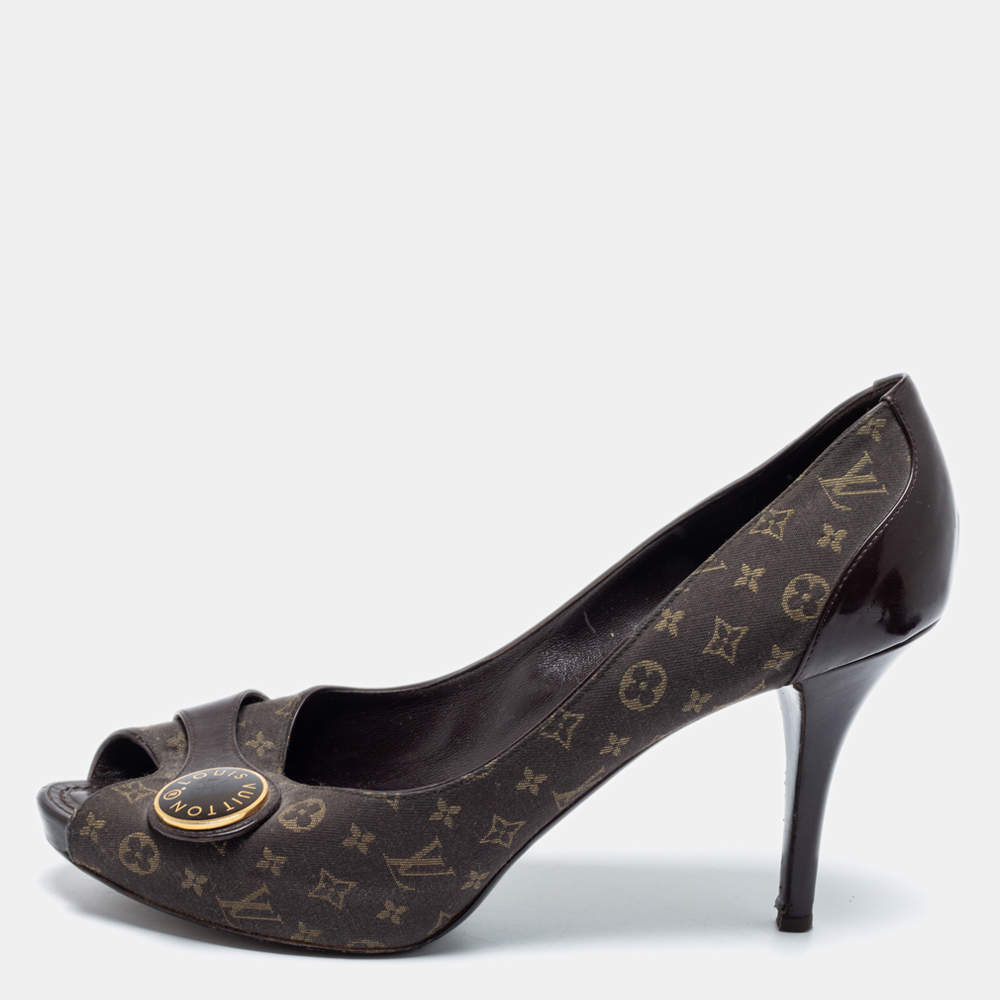 Louis Vuitton Monogram Canvas Rivoli Peep Toe Slingback Pumps Size 40 Louis  Vuitton