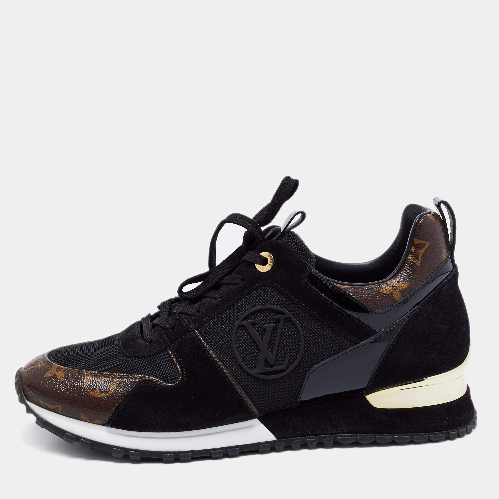 Louis Vuitton Black/Brown Monogram Canvas And Suede Run Away Low Top Sneakers Size 41