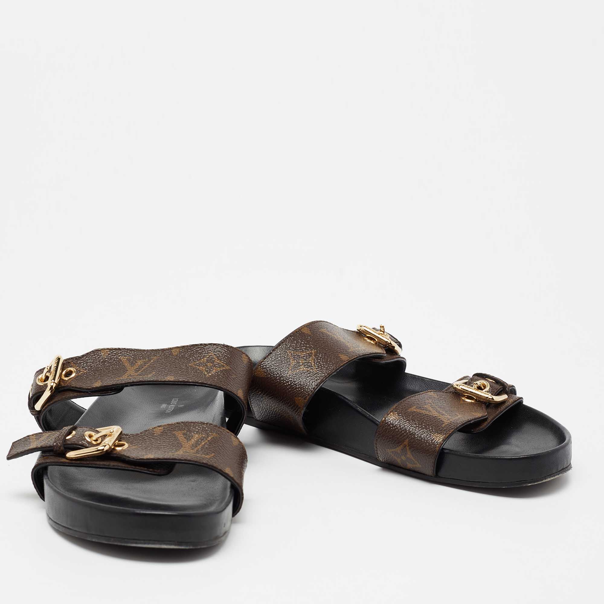 Louis Vuitton Black Monogram Bom Dia Flat Mule 38 – The Closet