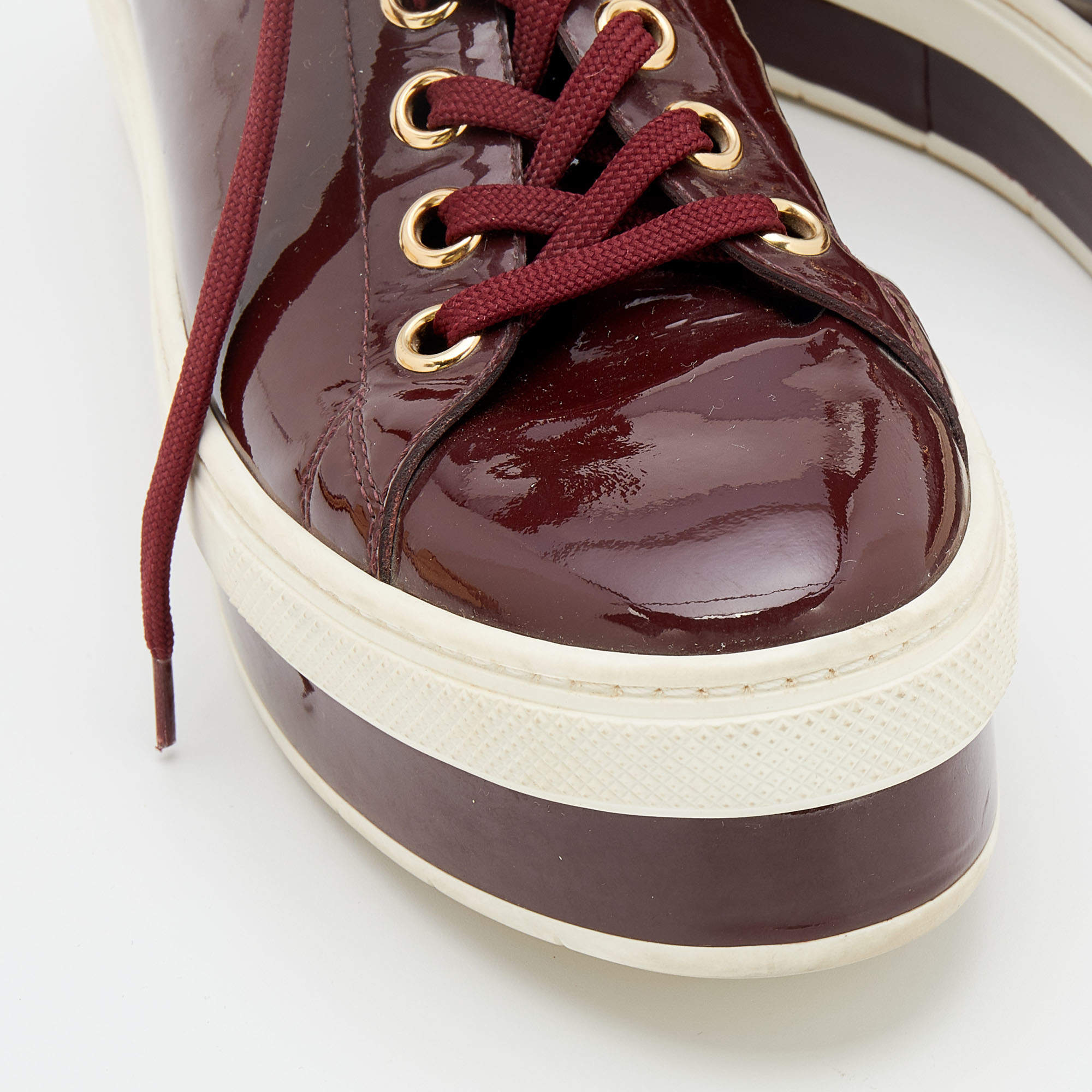 Patent leather trainers Louis Vuitton Burgundy size 37.5 EU in Patent  leather - 30136468