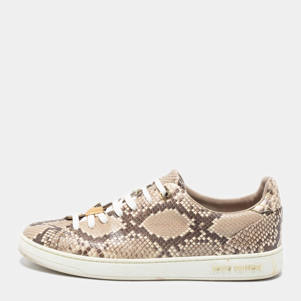 Louis Vuitton Brown/Cream Python Leather Frontrow  Sneakers Size 37.5