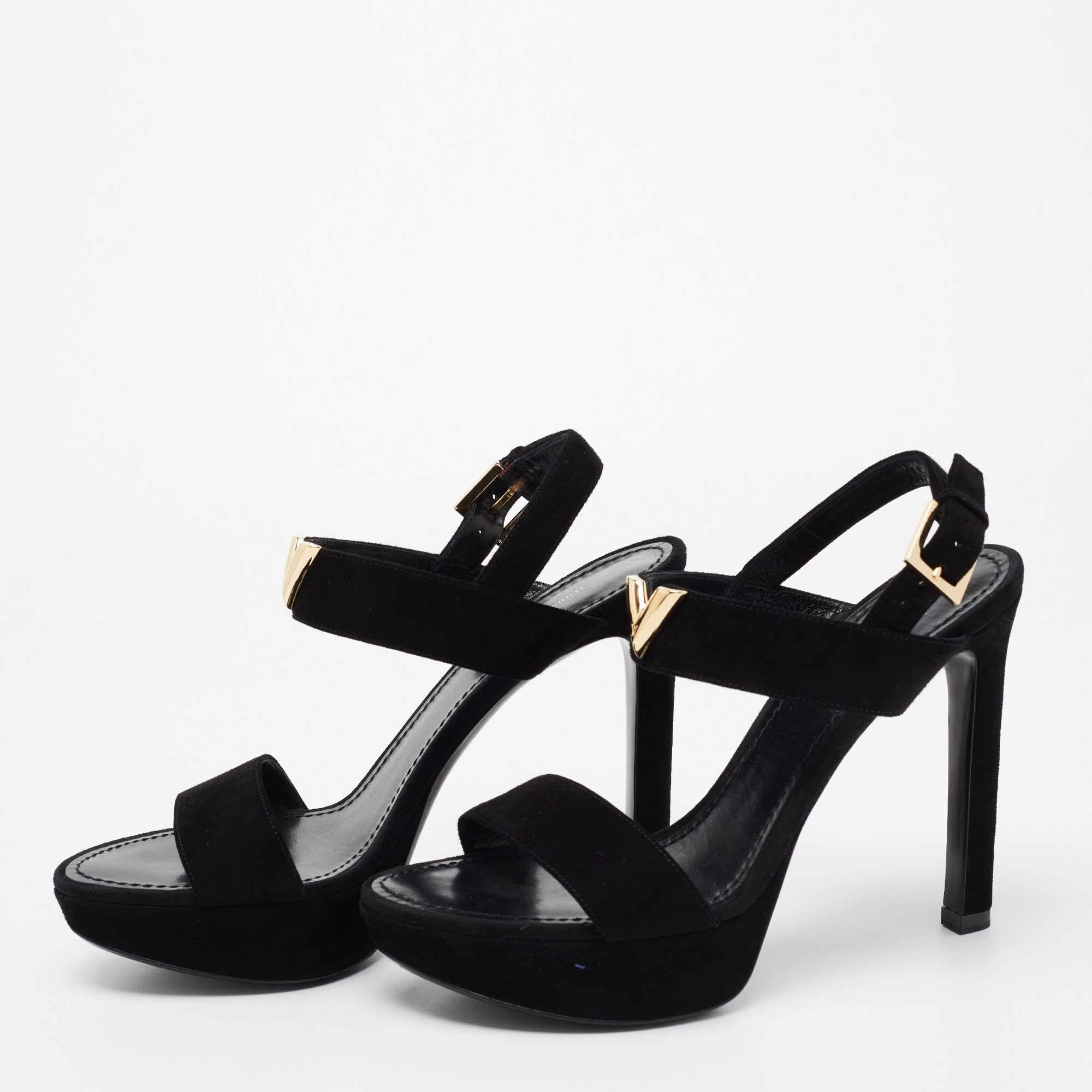Louis Vuitton women's ankle strap open toe leather sandals size 37