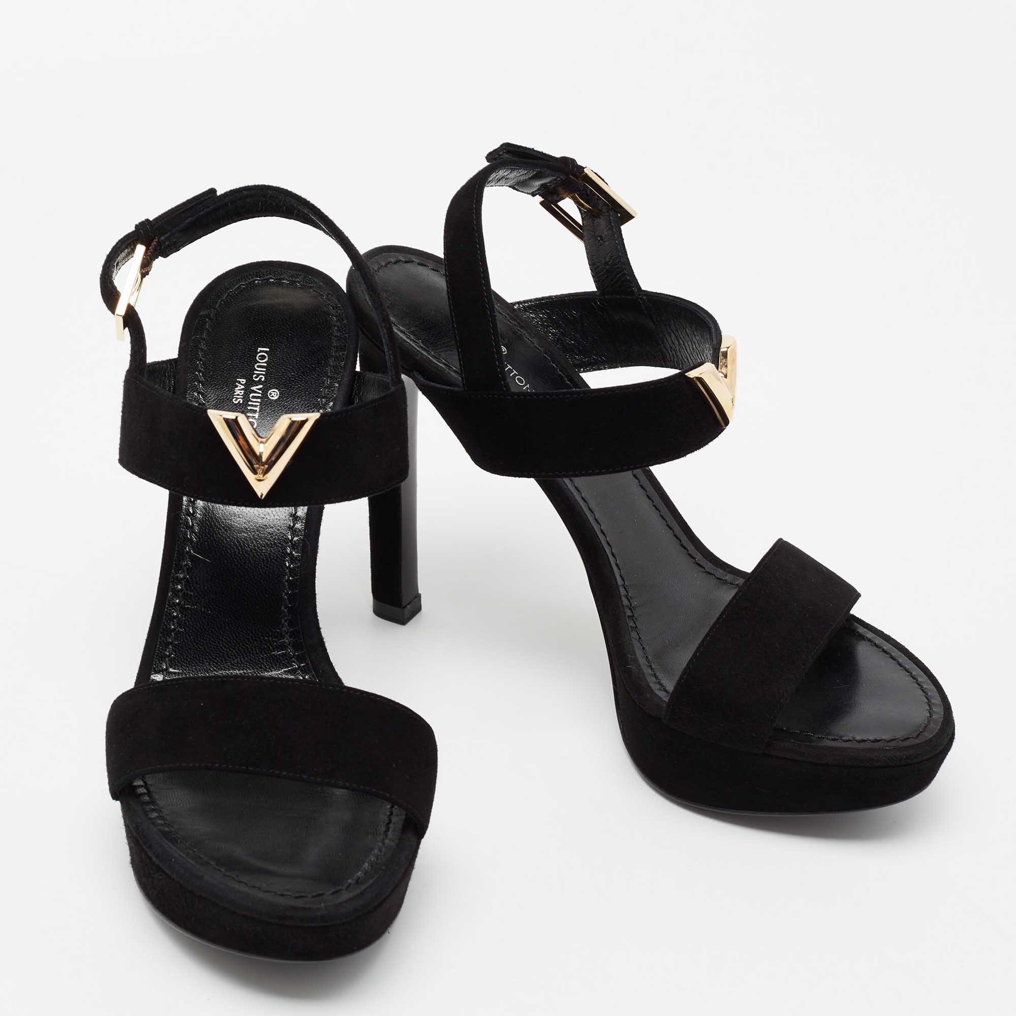 Leather sandals Louis Vuitton Black size 37 EU in Leather - 33153958