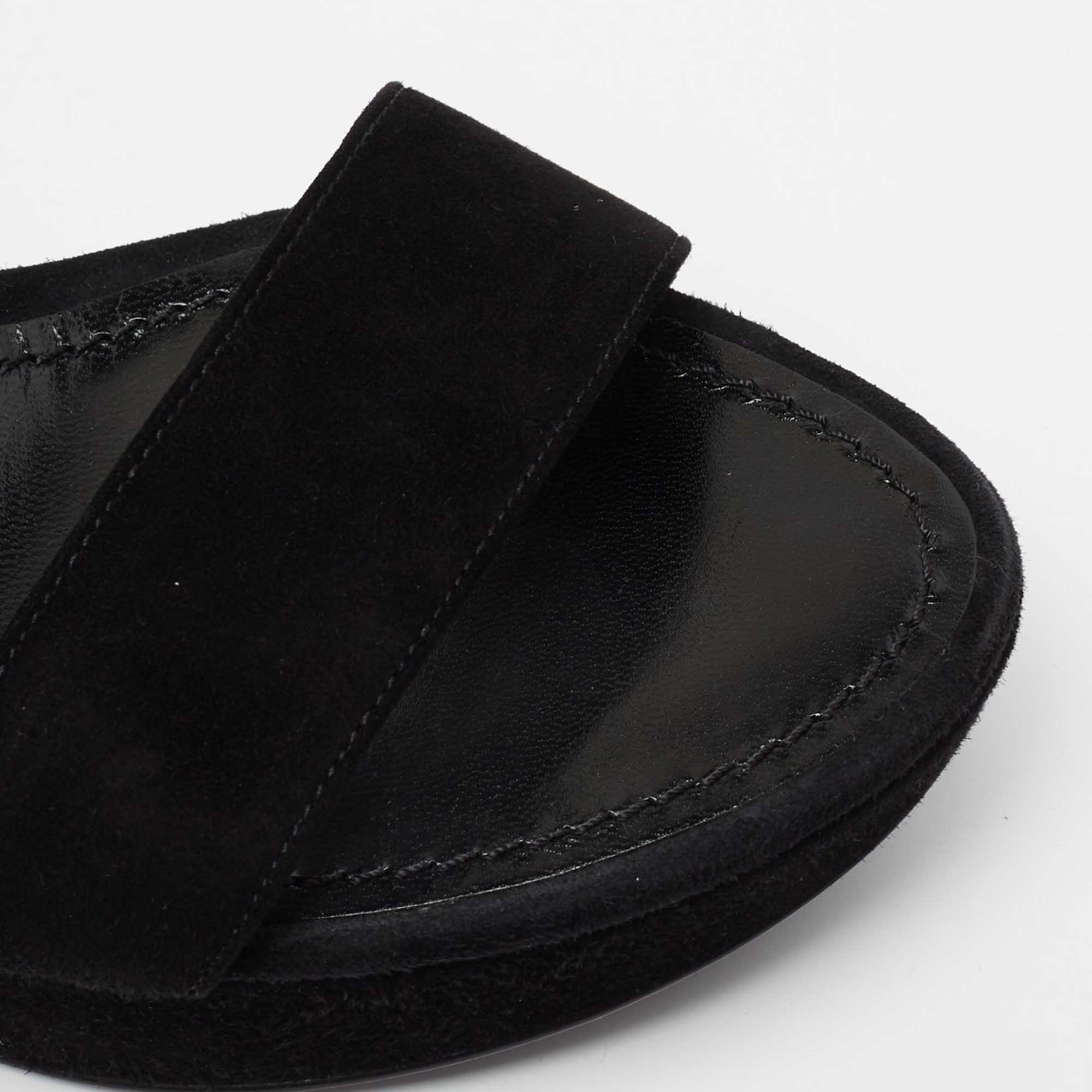Louis Vuitton Shoe Black Samurai Sandal Buckle Strap Silver Chain Platform  37.5