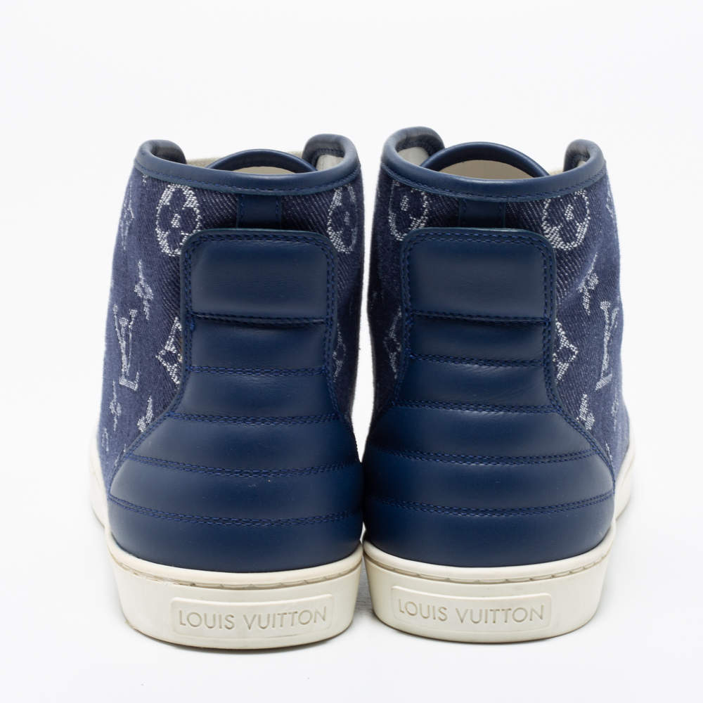 Louis Vuitton Navy Blue/White Monogram Canvas, Leather and Rubber Cap-Toe  Punchy High-Top Sneakers Size 37.5 Louis Vuitton