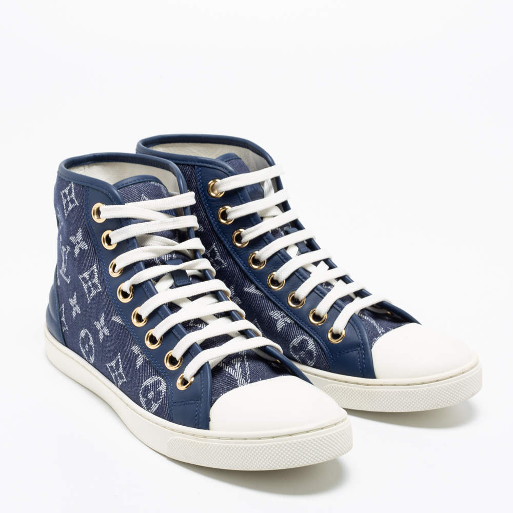 Louis Vuitton Navy Blue/White Monogram Canvas, Leather and Rubber Cap-Toe  Punchy High-Top Sneakers Size 37.5 Louis Vuitton | The Luxury Closet