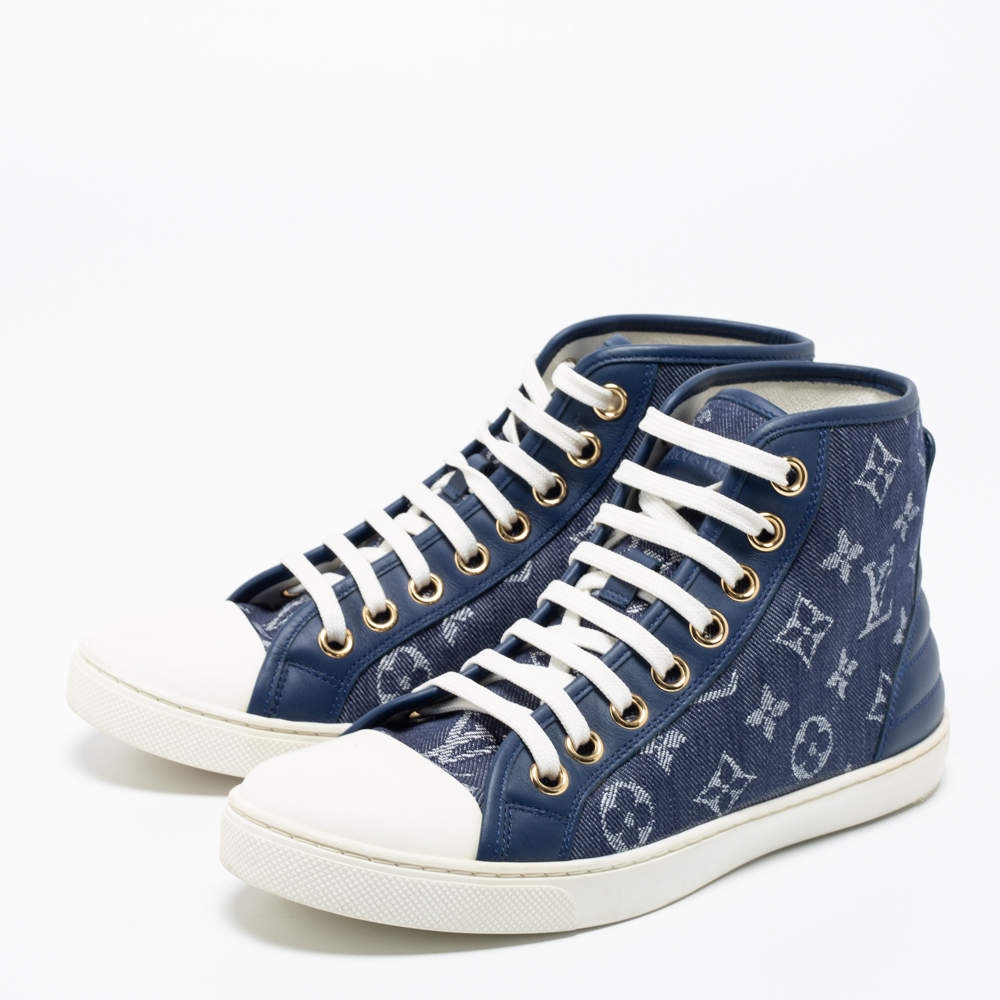 Louis Vuitton Navy Blue/White Monogram Canvas, Leather and Rubber Cap-Toe  Punchy High-Top Sneakers Size 37.5 Louis Vuitton | The Luxury Closet