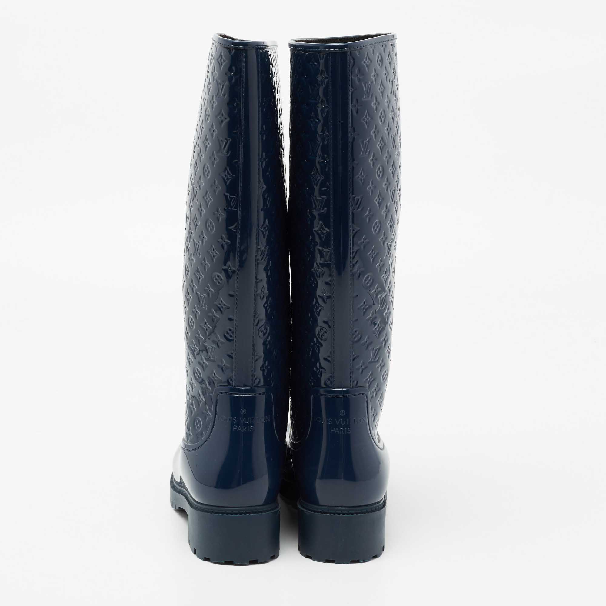 Louis Vuitton Navy Blue Monogram Rubber Splash Rain Boots Size 36 Louis  Vuitton