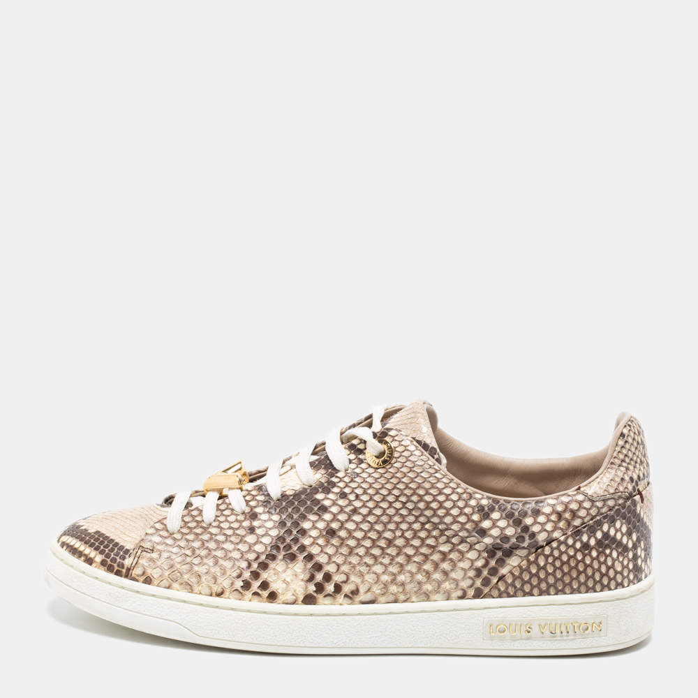 Louis Vuitton Two-Tone Python Leather Frontrow Low-Top Sneakers Size 37.5