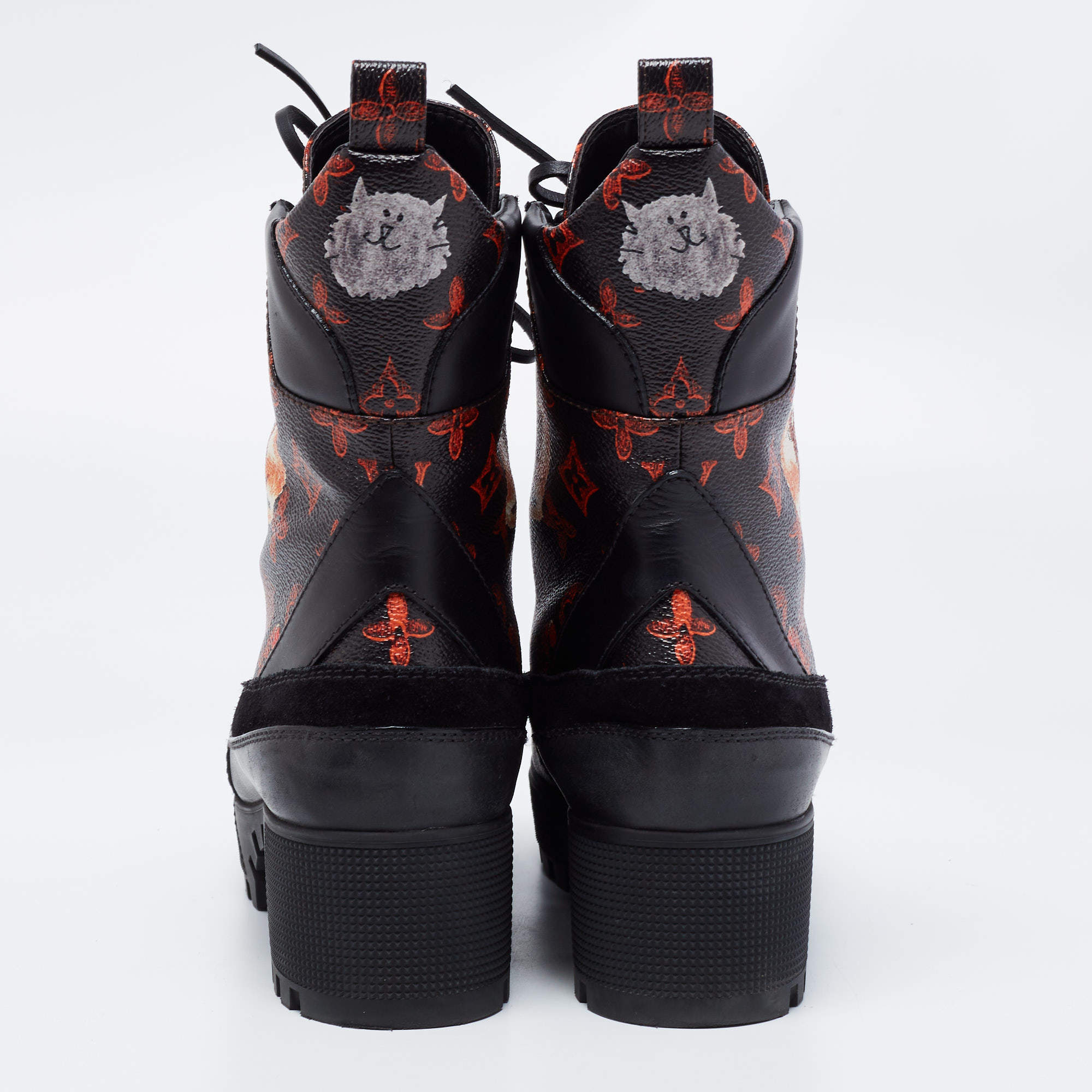 Louis Vuitton Brown/Black Suede And Coated Canvas Laureate Catogram  Platform Ankle Boots Size 41 Louis Vuitton