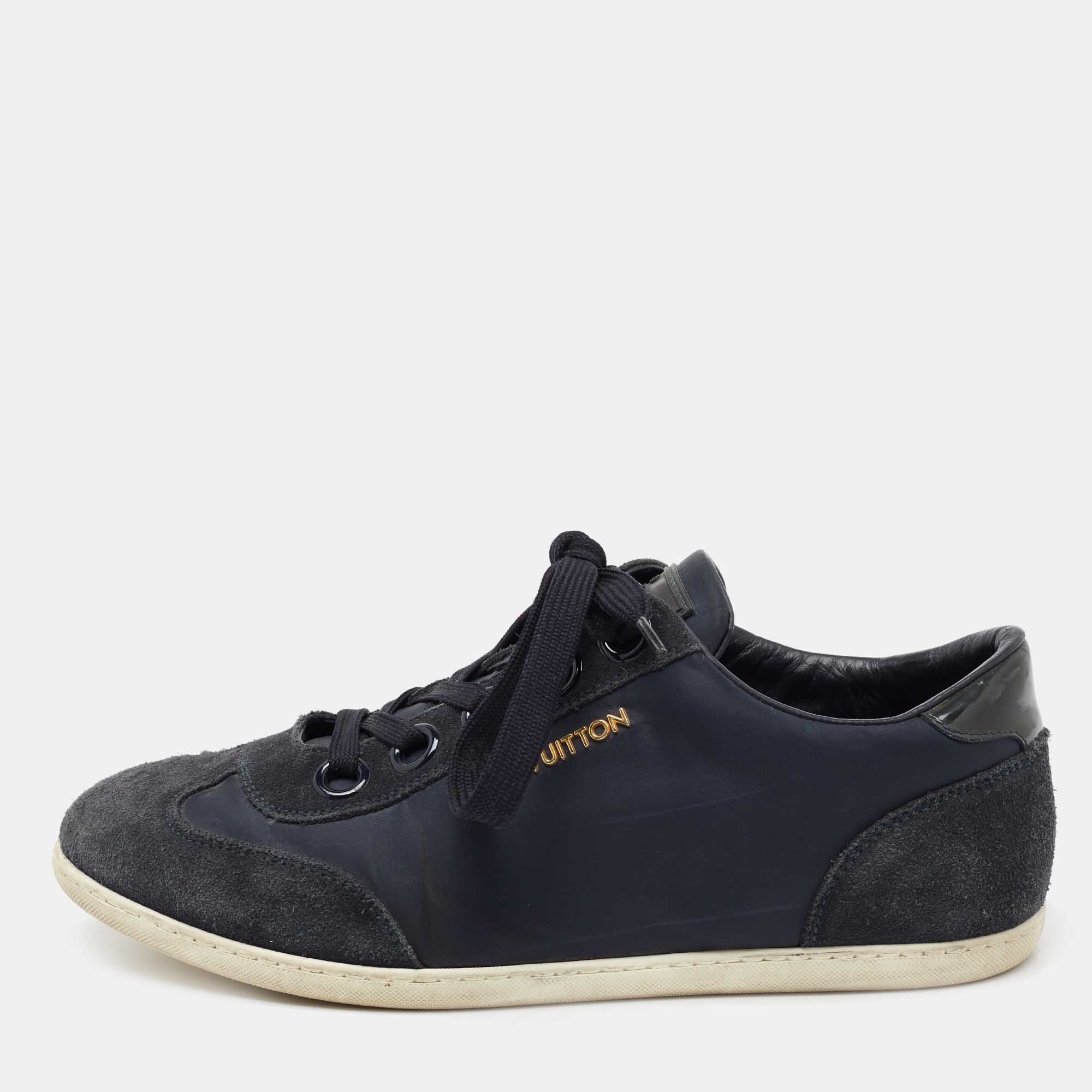 Louis Vuitton Navy Blue Suede and Nylon Low-Top Sneakers Size 37 Louis  Vuitton