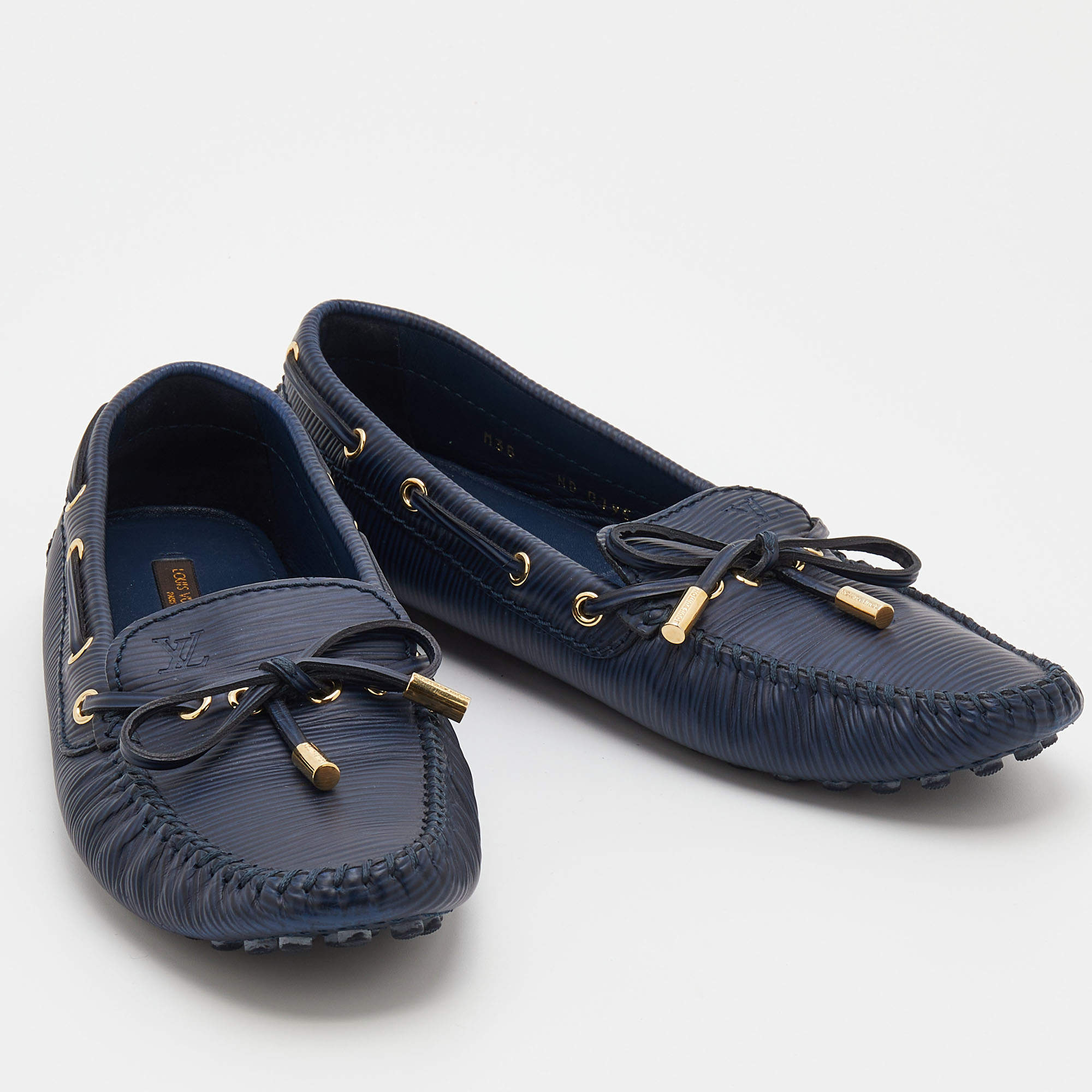 Louis Vuitton Blue Epi Leather Bow Gloria Slip On Loafers Size 38 Louis  Vuitton