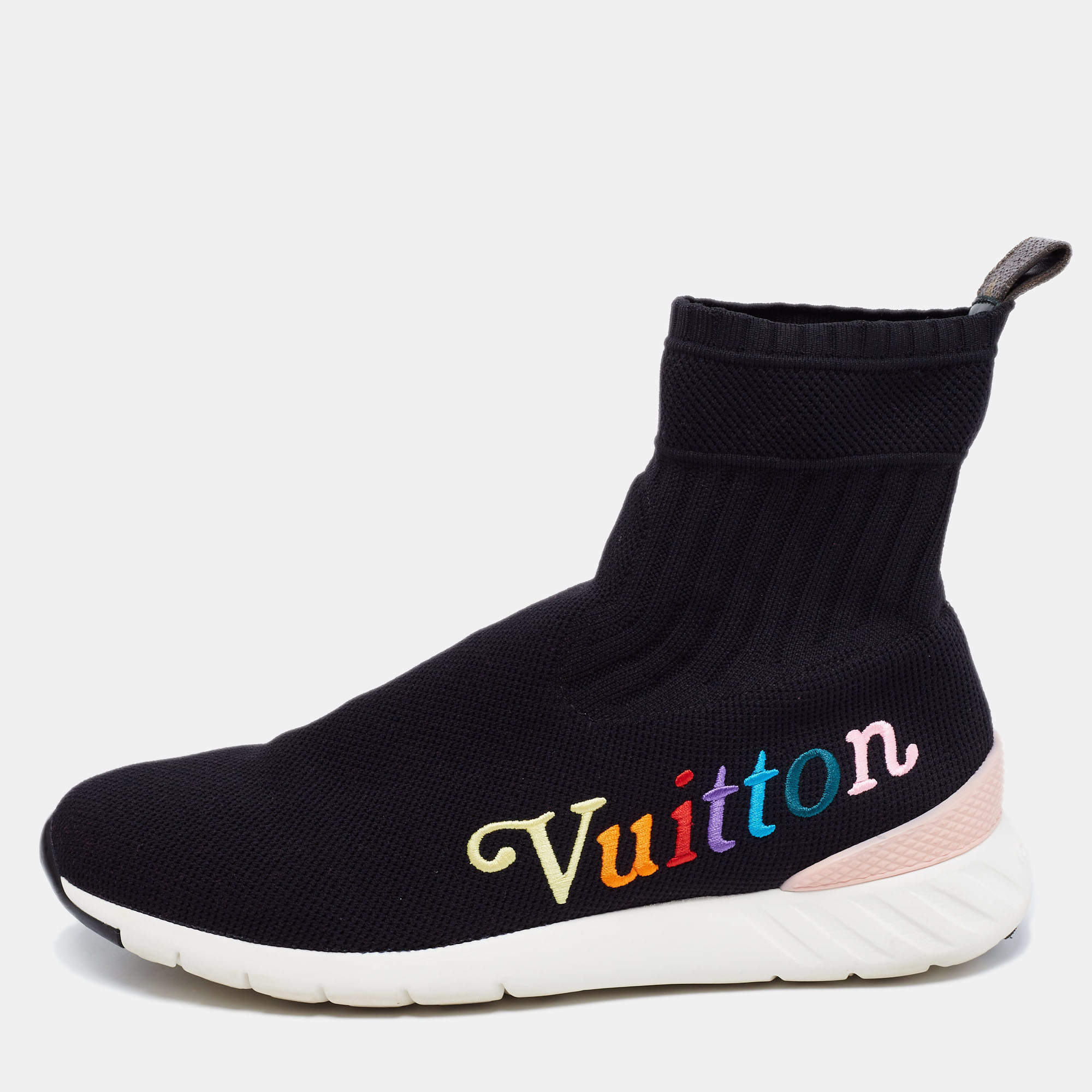 Louis Vuitton Black Knit Fabric Aftergame High-Top Sneakers Size 39