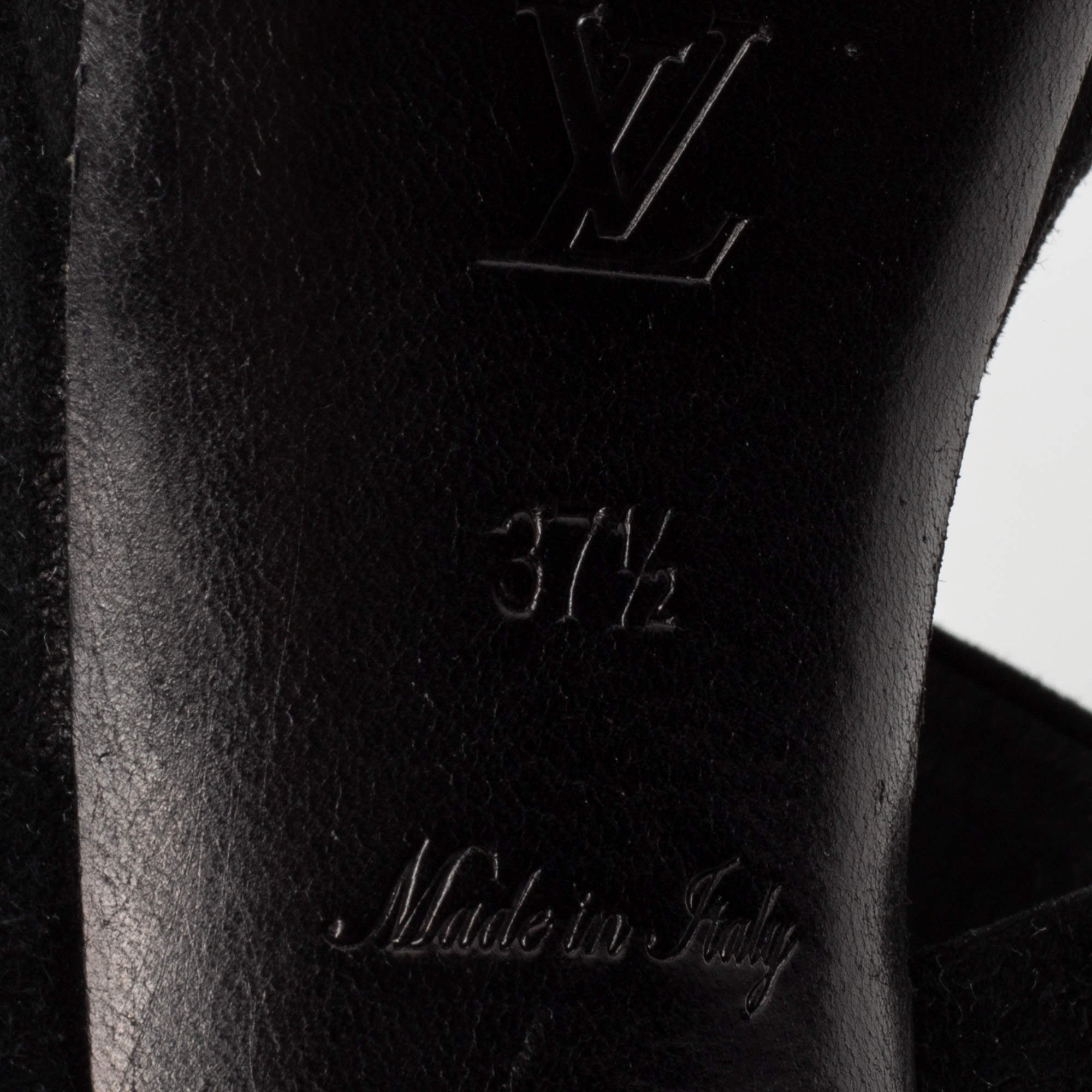 Louis Vuitton Black Suede Platform Slingback Sandals Size 37.5 Louis Vuitton