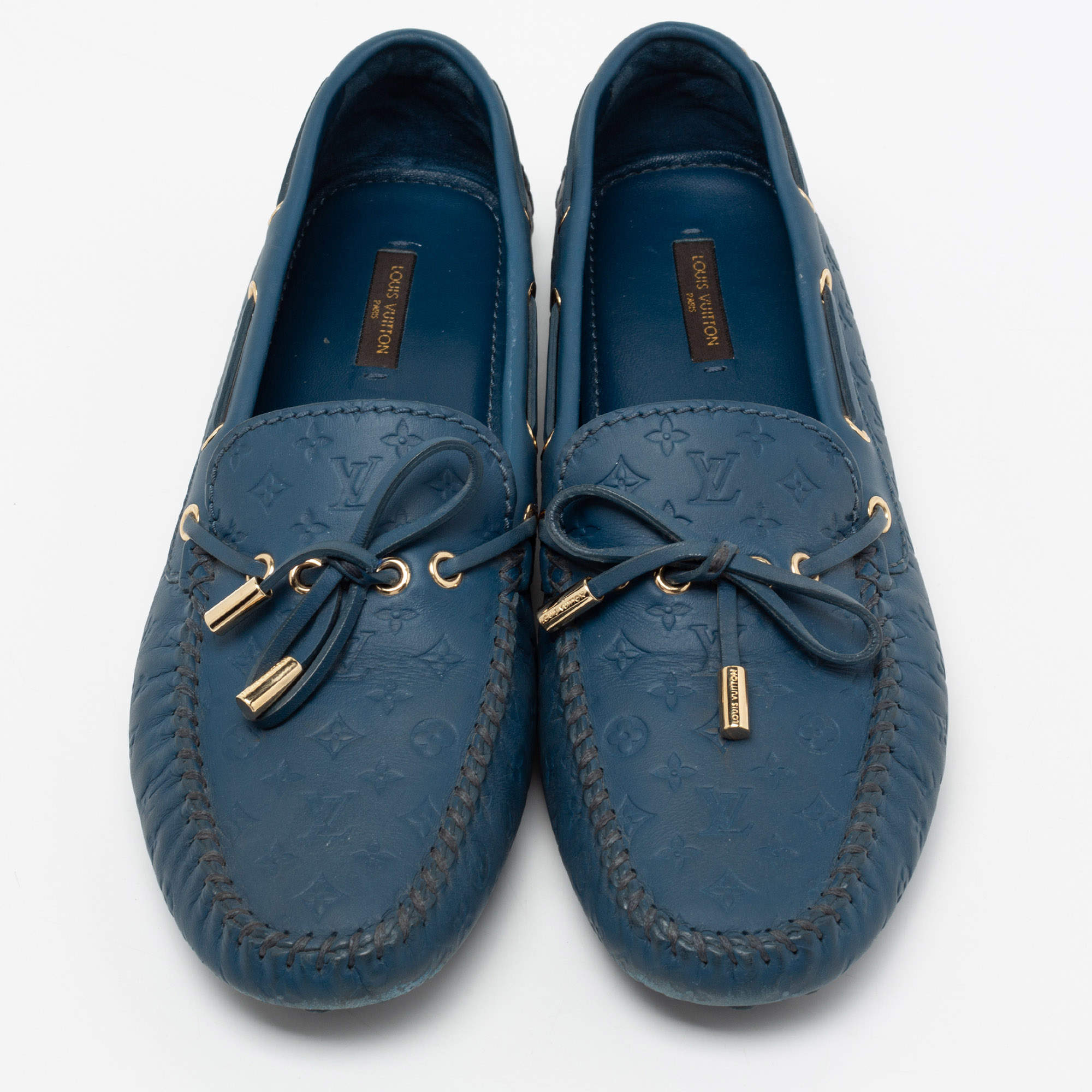 Louis Vuitton Blue Epi Leather Bow Gloria Slip On Loafers Size 38 Louis  Vuitton