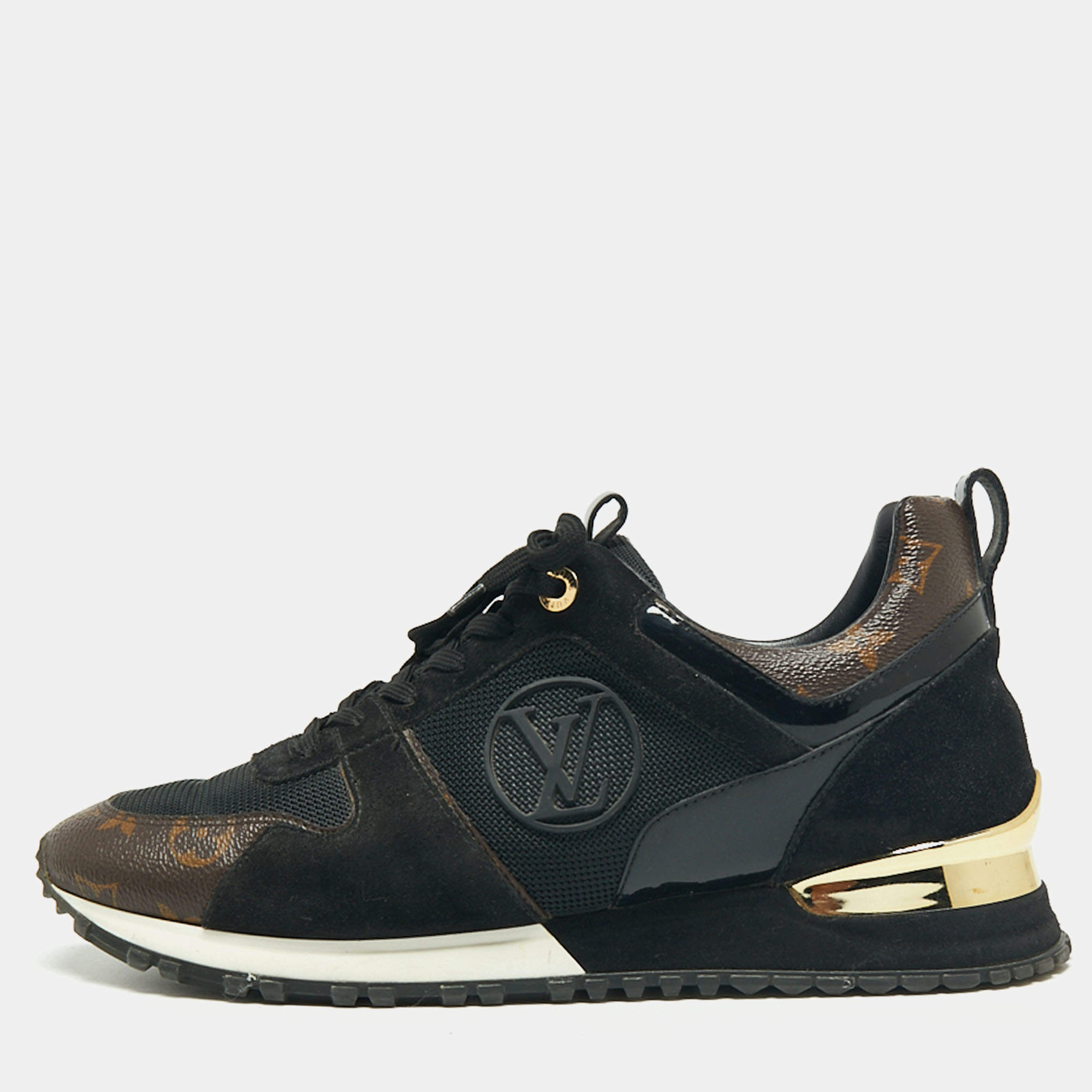 مملوكة مسبقًا Louis Vuitton Black/Brown Suede And Mesh Run Away Sneakers Size 41