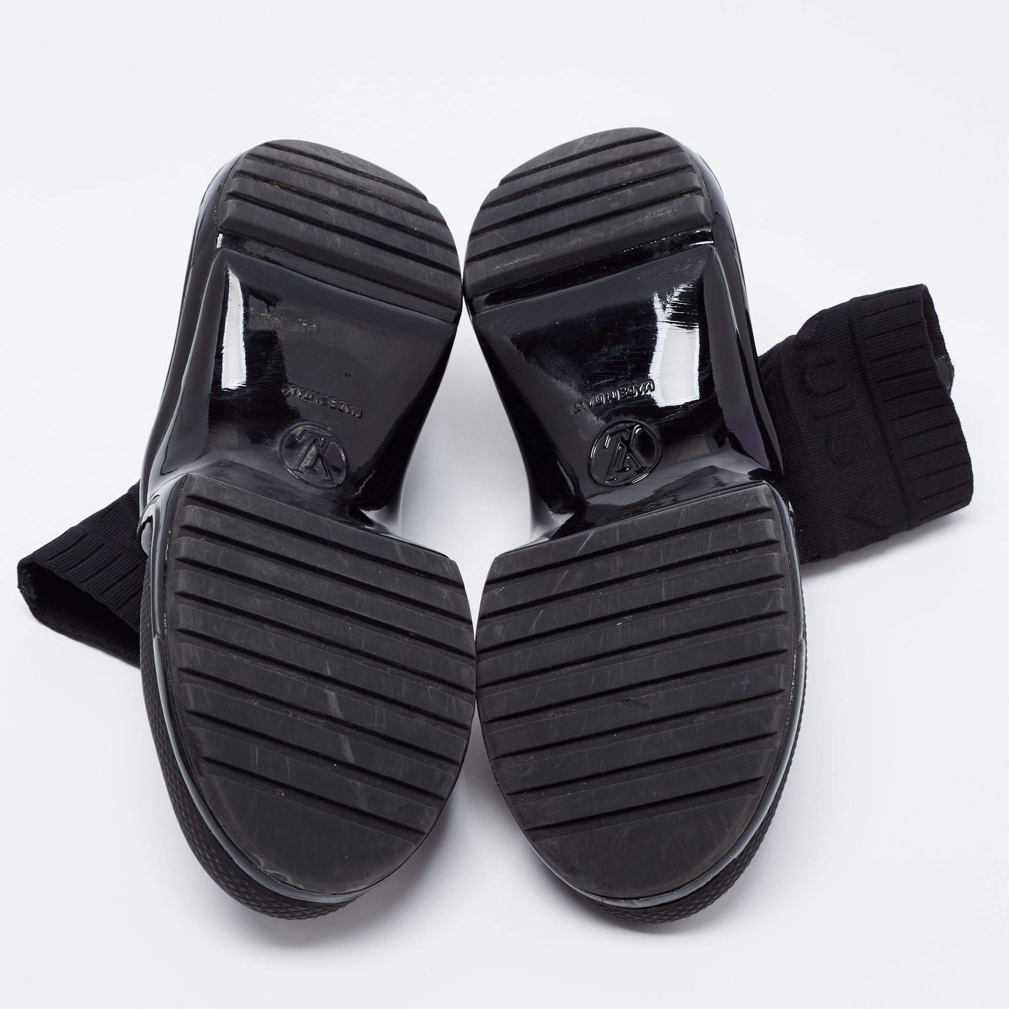 LOUIS VUITTON Stretch Fabric LV Black Heart Sock Sneaker 36 Black 598311