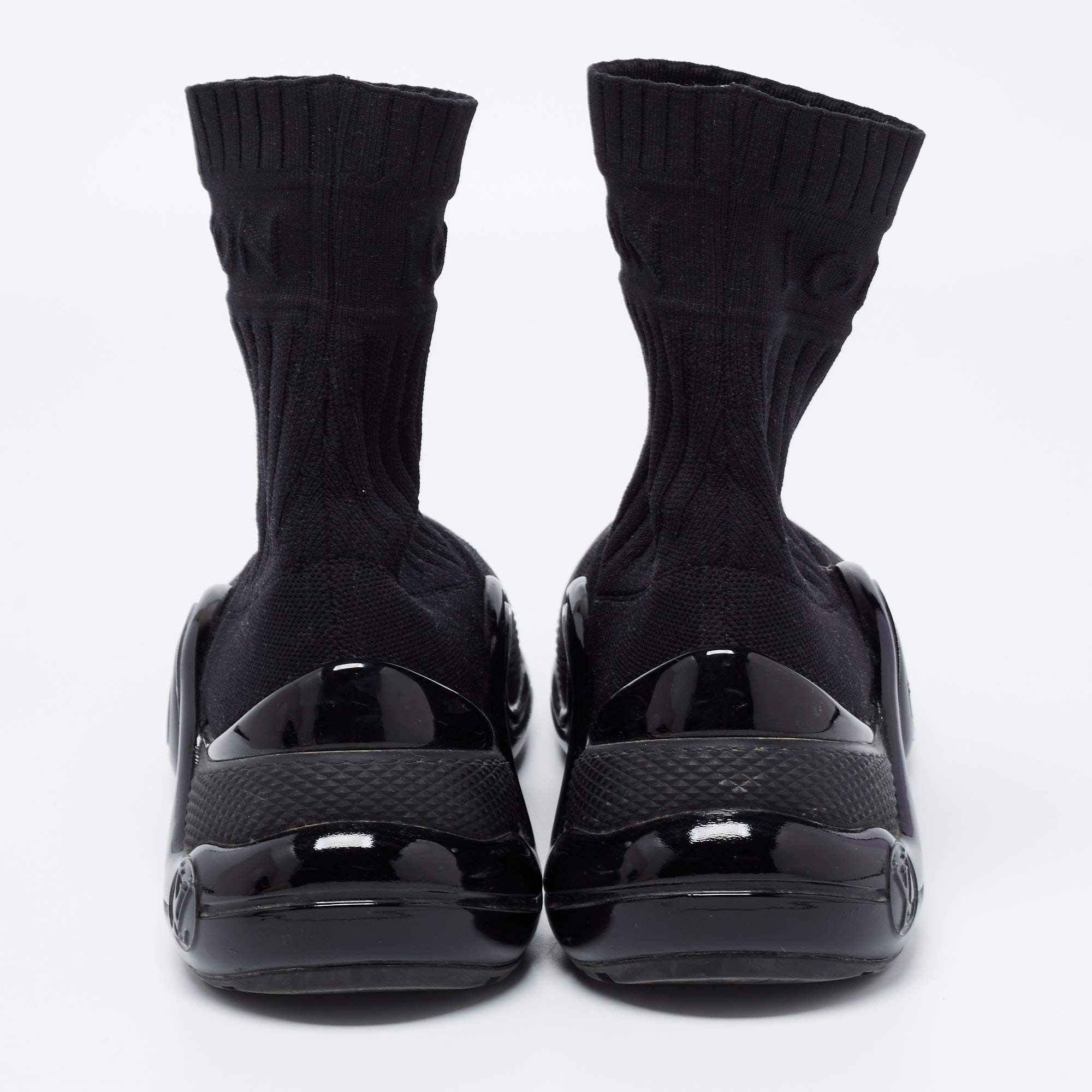 LOUIS VUITTON Stretch Fabric LV Black Heart Sock Sneaker 36.5