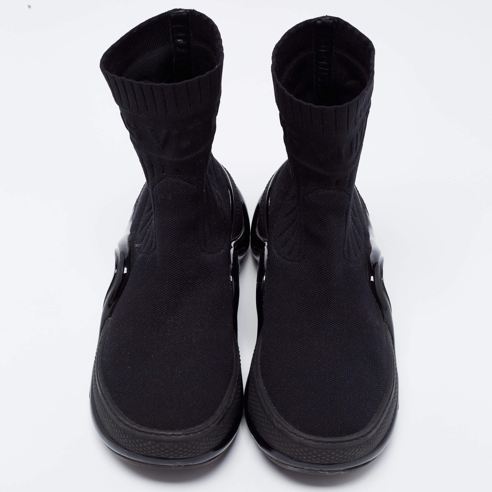 LOUIS VUITTON Stretch Fabric LV Black Heart Sock Sneaker 36.5 Black 462557