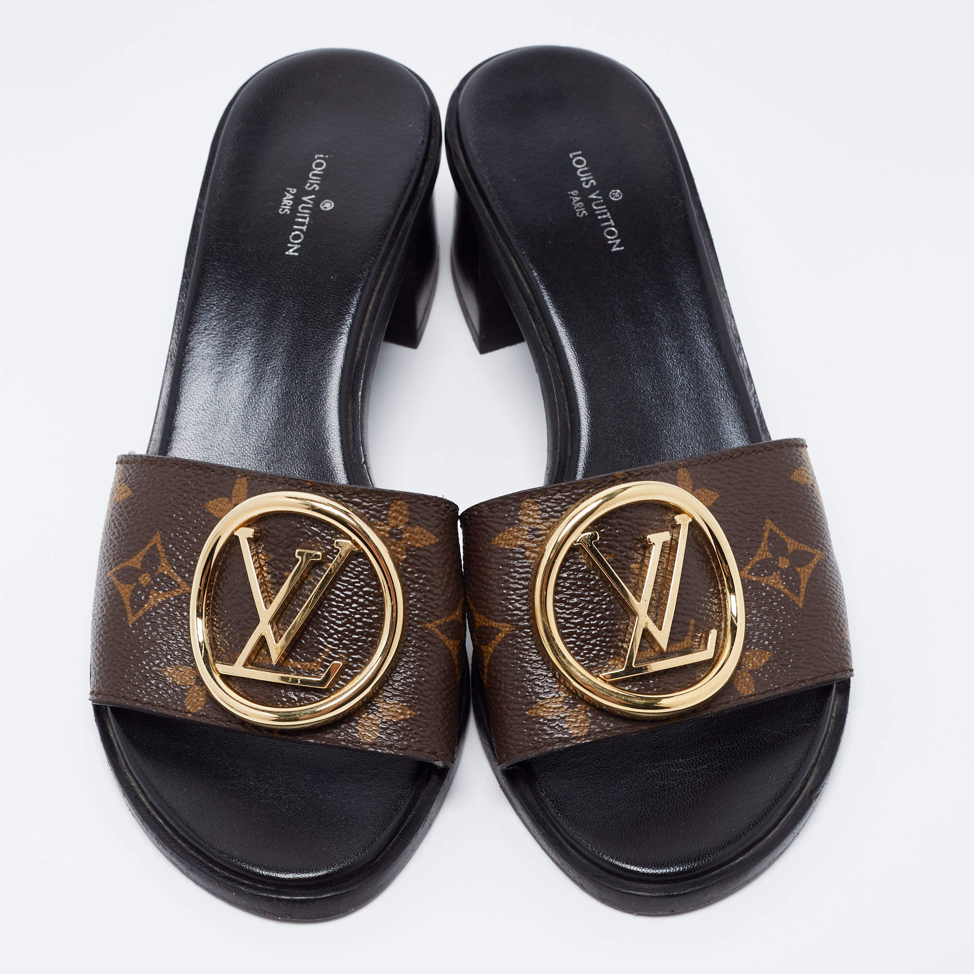 Louis Vuitton Brown Monogram Canvas Lock It Sandals Size 37 Louis