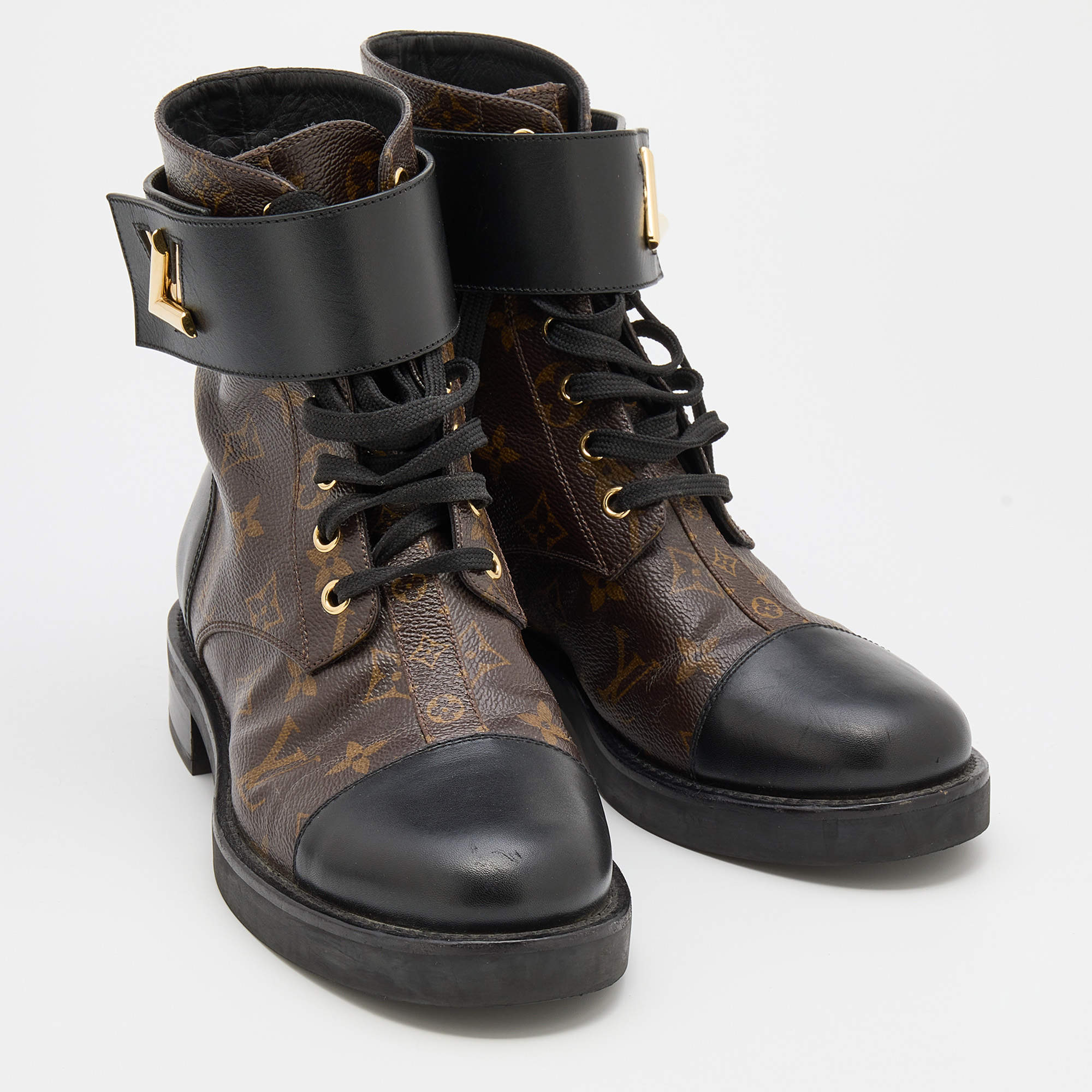 Louis Vuitton Canvas Printed Combat Boots - ShopStyle