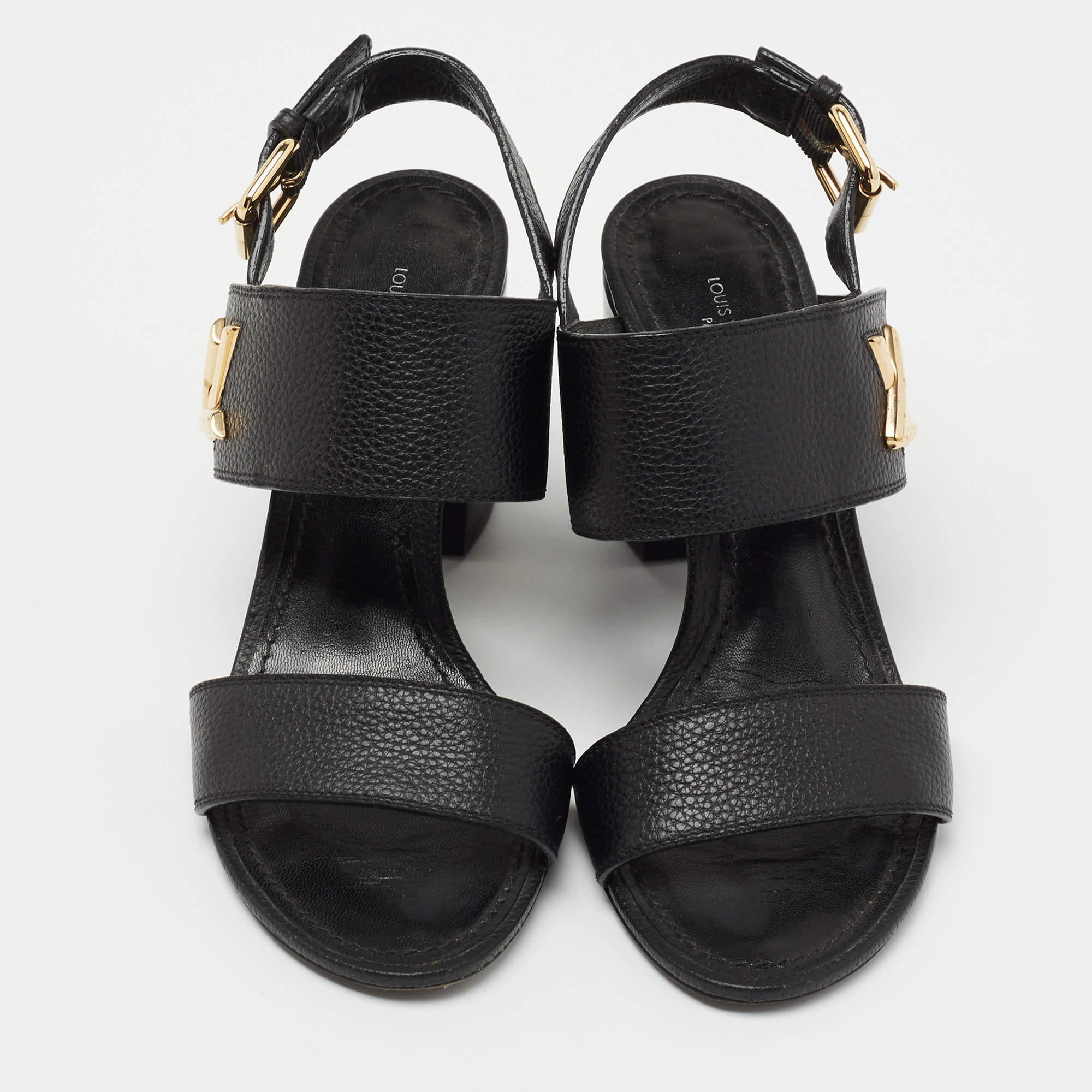 Louis Vuitton Black Leather Horizon Ankle Strap Sandals Size 36.5 Louis  Vuitton