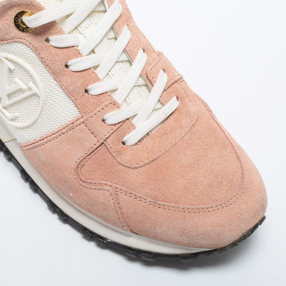 Louis Vuitton Pink/White Suede, Mesh and Leather Run Away Low-Top