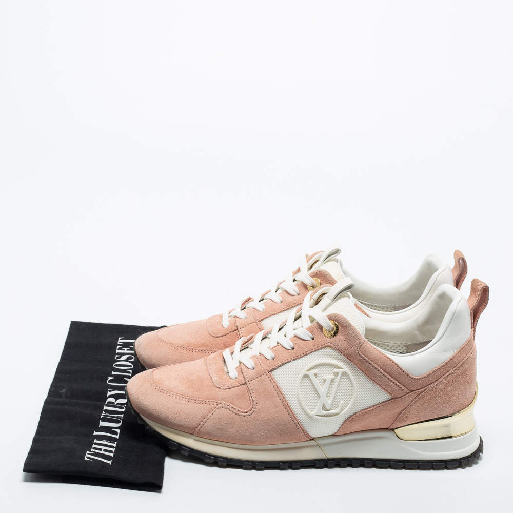 Louis Vuitton Pink/White Suede, Mesh and Leather Run Away Low-Top Sneakers  Size 38 Louis Vuitton