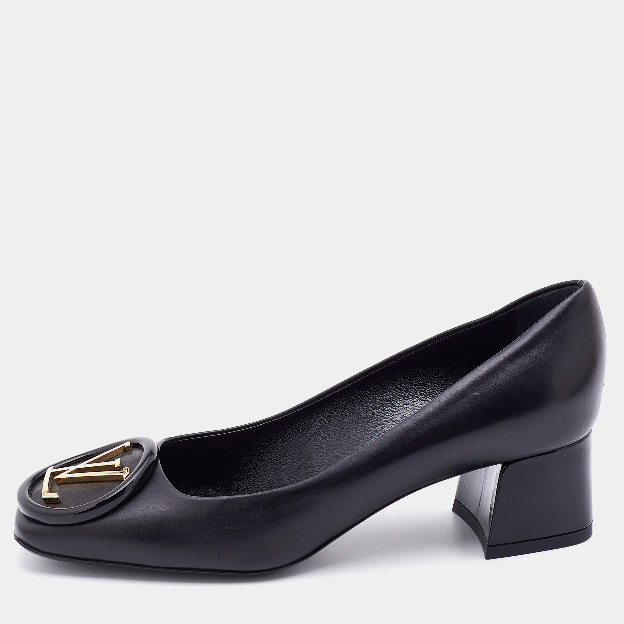 مملوكة مسبقًا Louis Vuitton Black Leather Madeleine Block Heel Pumps Size 36