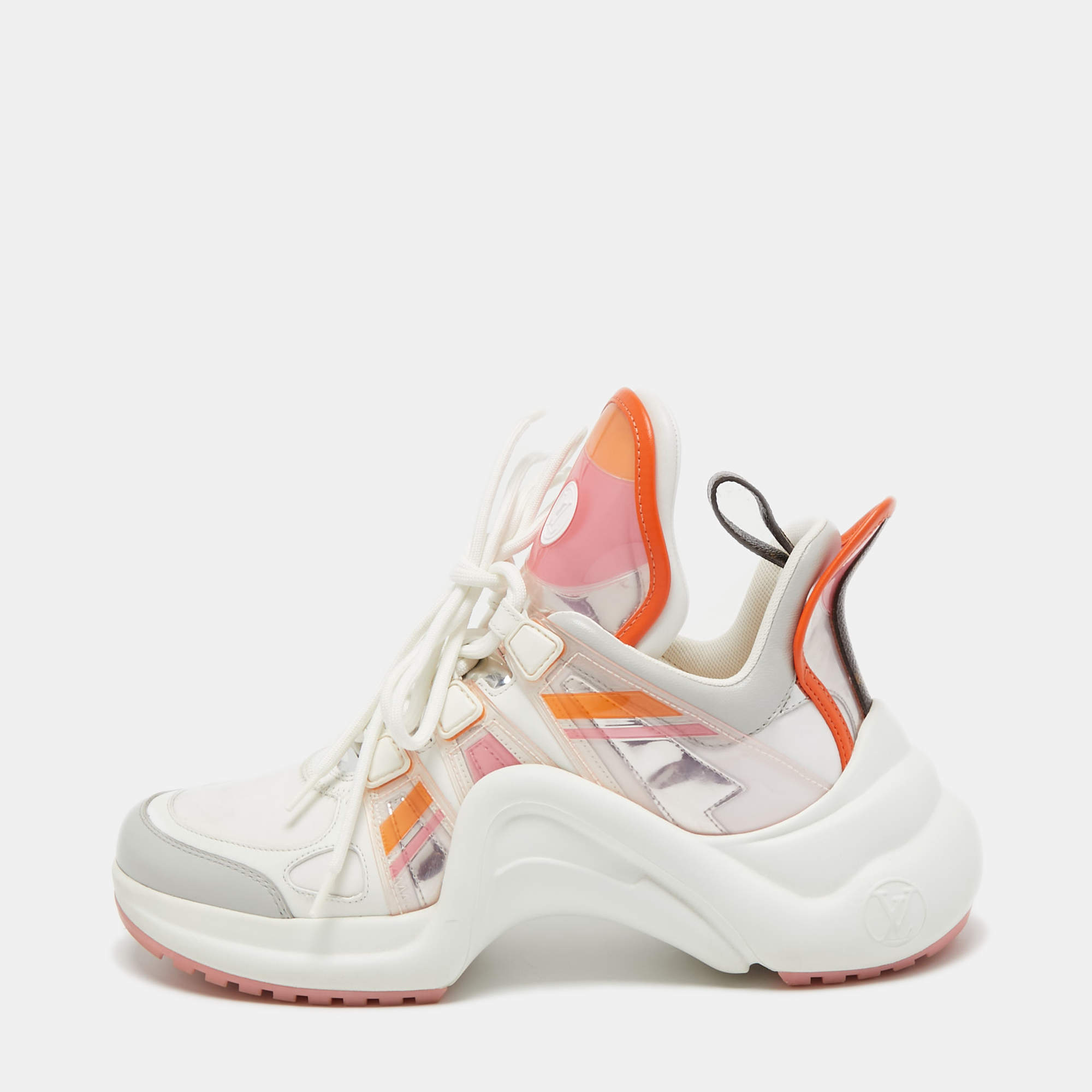 Louis Vuitton White Nylon and Leather Archlight Sneakers Size 38