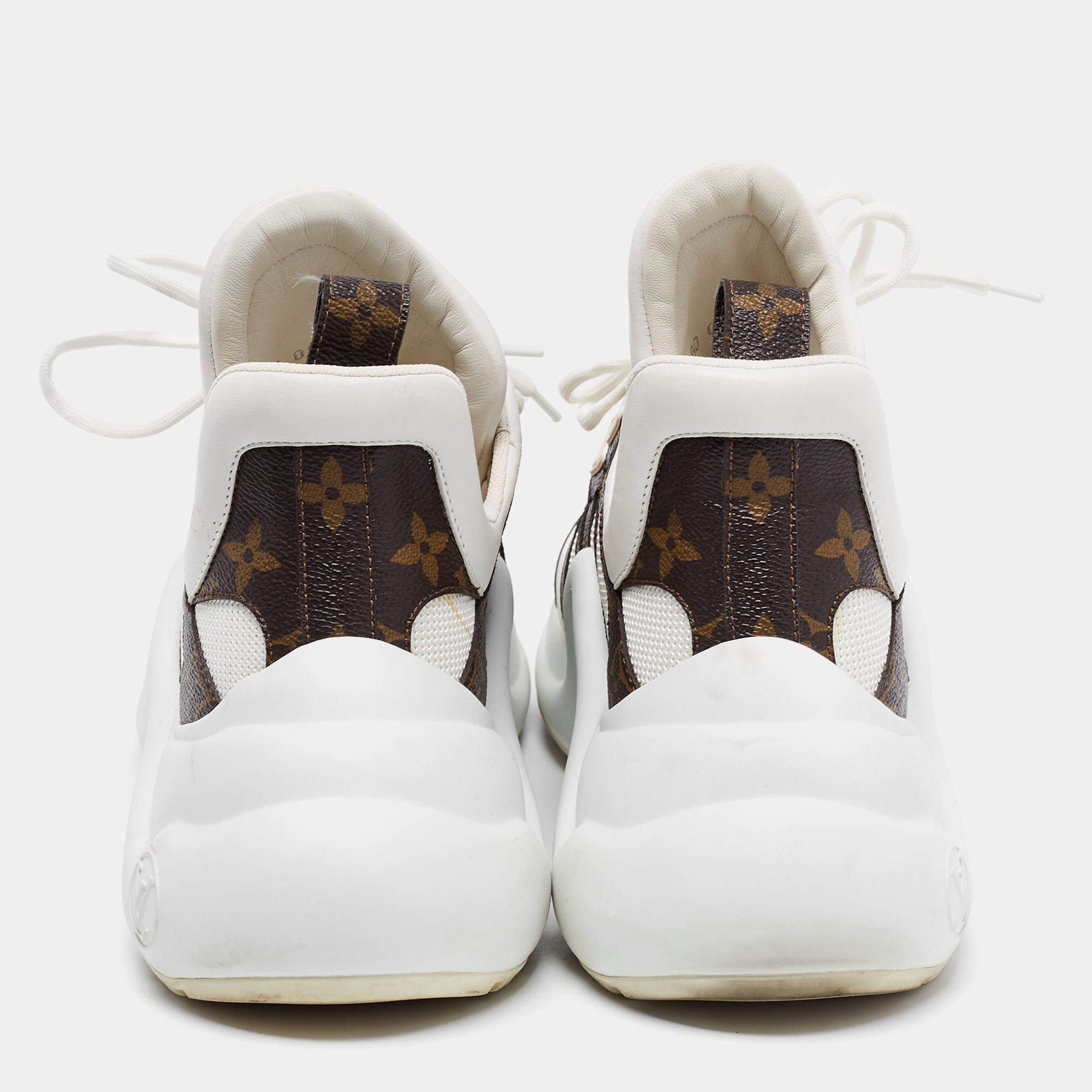 Louis Vuitton White/Brown Mesh, Leather and Monogram Canvas Archlight  Sneakers Size 40