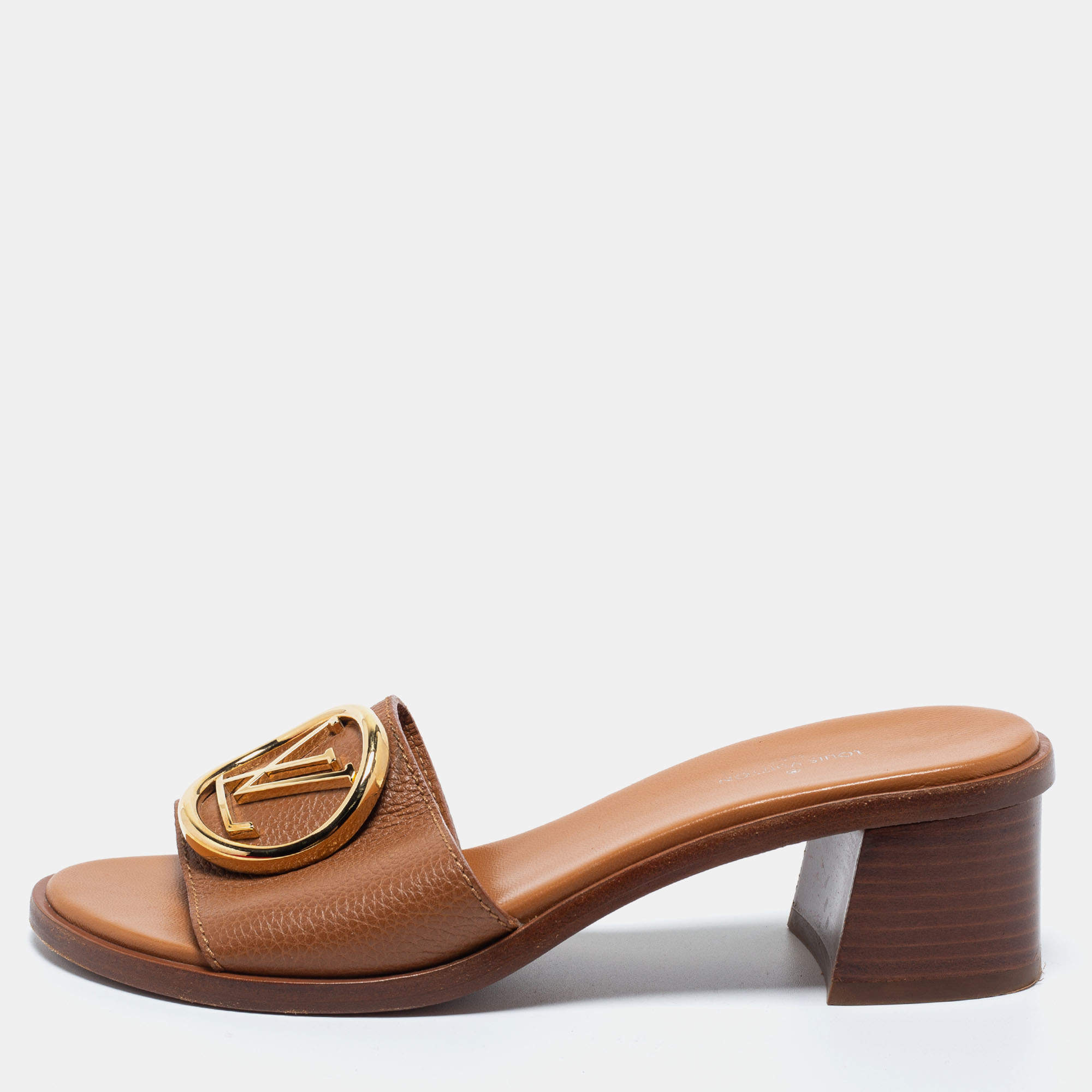 Louis Vuitton Brown Leather Lock It Sandals Size 36