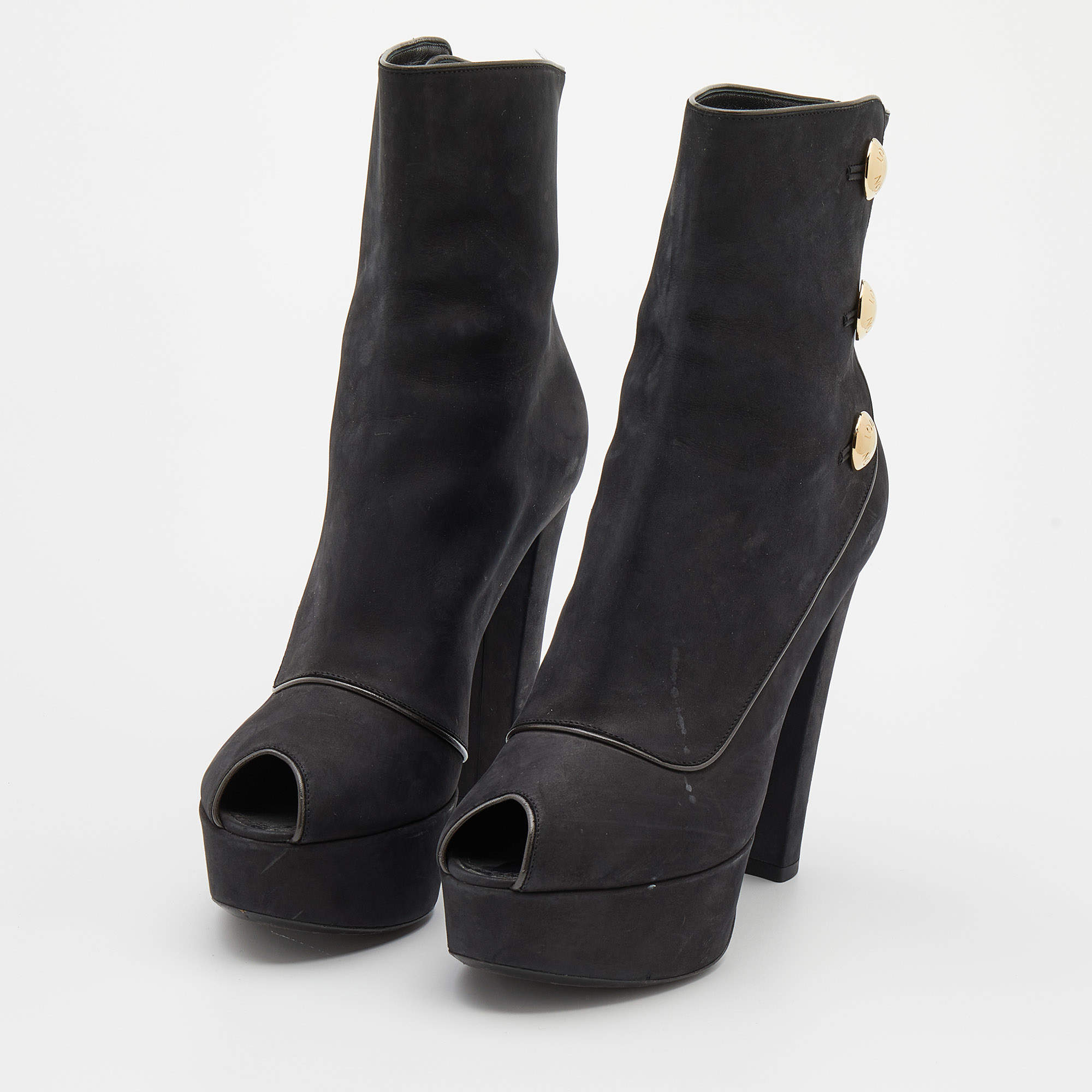 Louis Vuitton Womens Zip Up High Heel Platform Boots