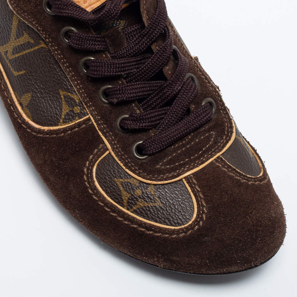 Louis Vuitton Brown Suede and Monogram Coated Canvas Energie Low