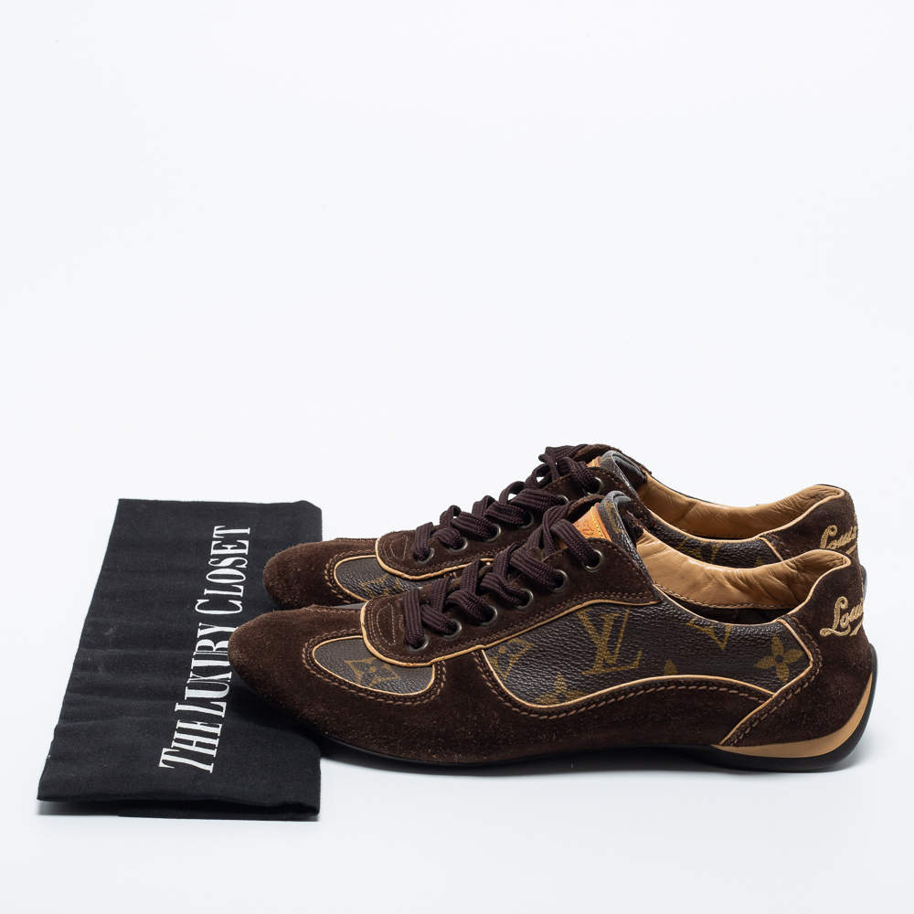 Louis Vuitton Brown Suede And Monogram Canvas Energie Sneakers