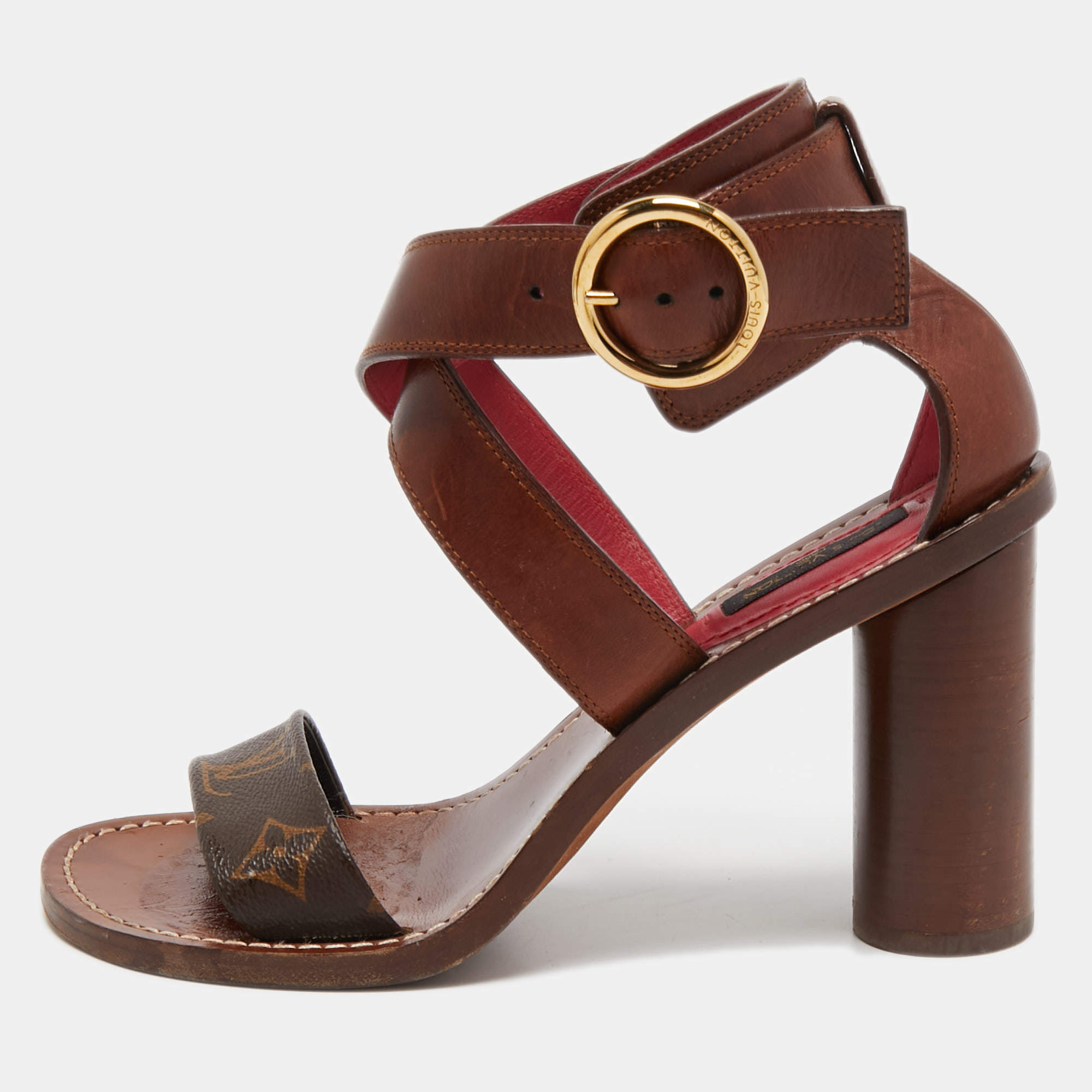 Louis Vuitton Brown Canvas, Leather Ocean Drive  Sandals Size 37.5