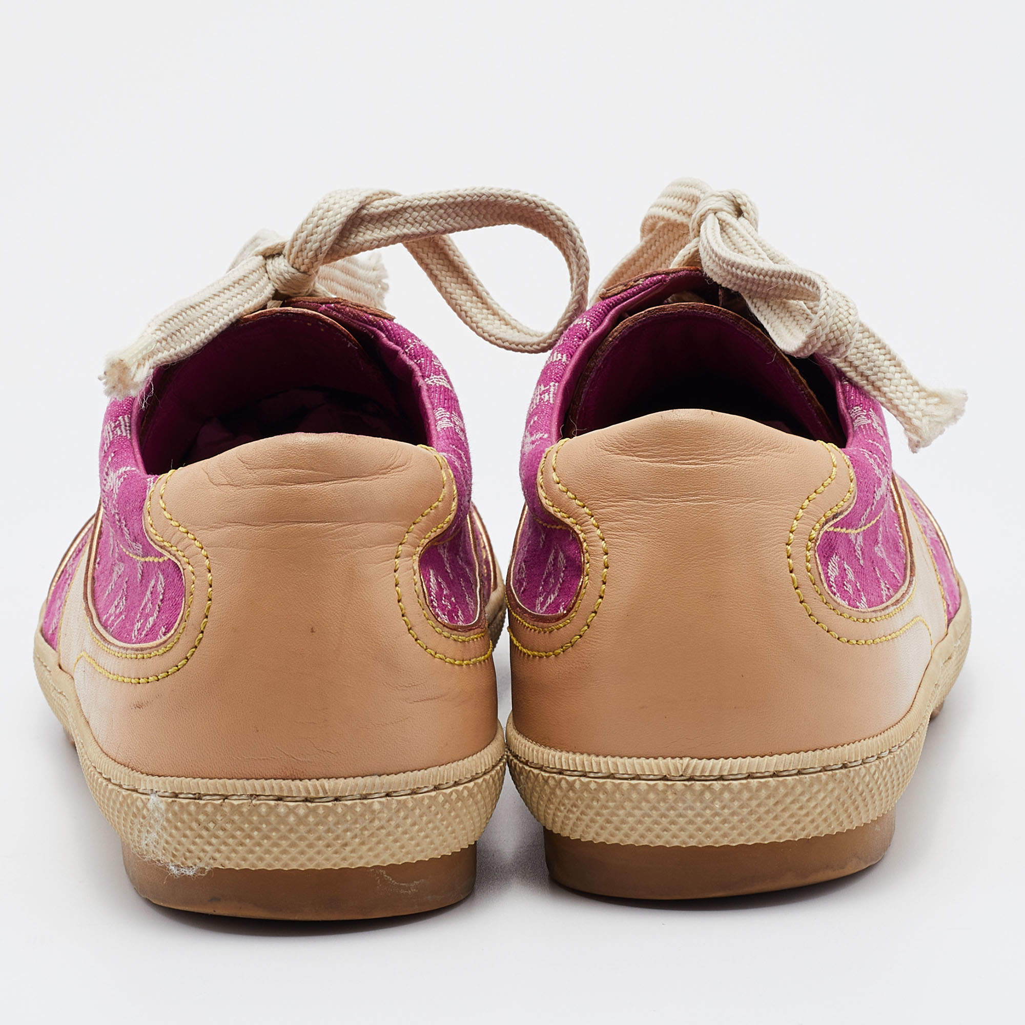Louis Vuitton Pink/Beige Monogram Mini Lin Canvas and Leather Low Top  Sneakers Size 38 Louis Vuitton
