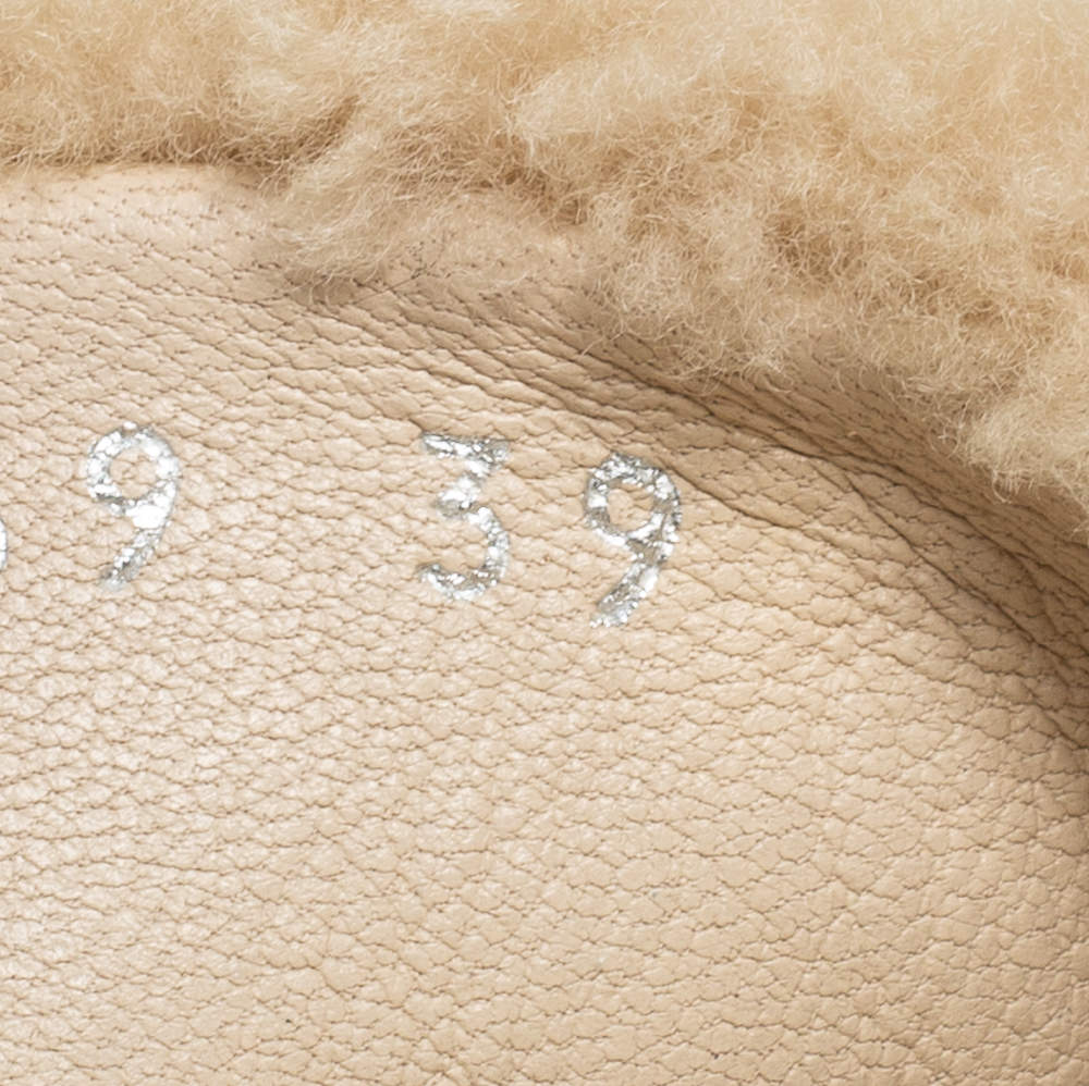 Louis Vuitton Beige Shearling Fur Flat Slides Size 39 Louis