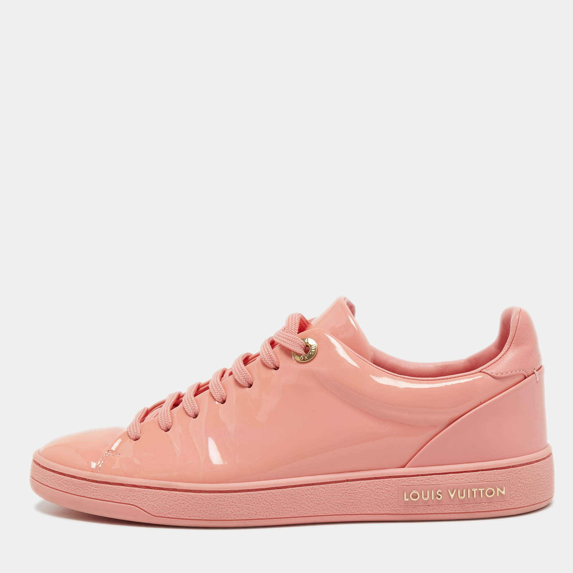 Louis Vuitton Pink Patent Leather Frontrow Sneakers Size 37