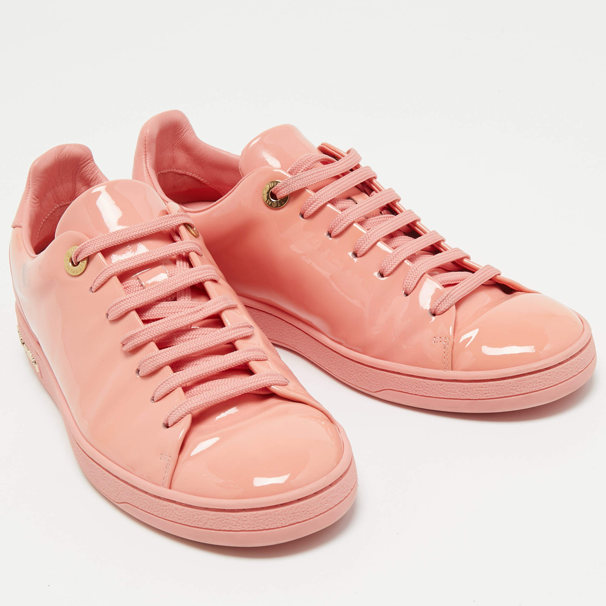 Louis Vuitton, Shoes, Authentic Louis Vuitton Soft Pink Leather Wing Tip  Flat Sneakers Size 377