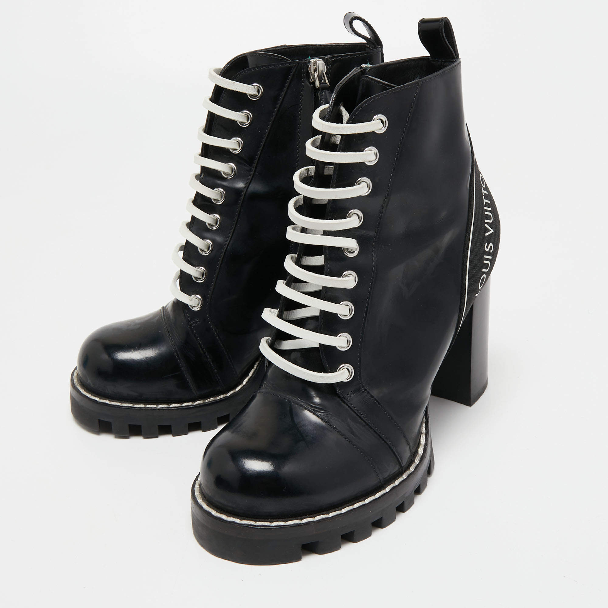 Louis Vuitton Women Black Leather Star Trail Ankle Boot Size 38 US 8 UK/AU  5