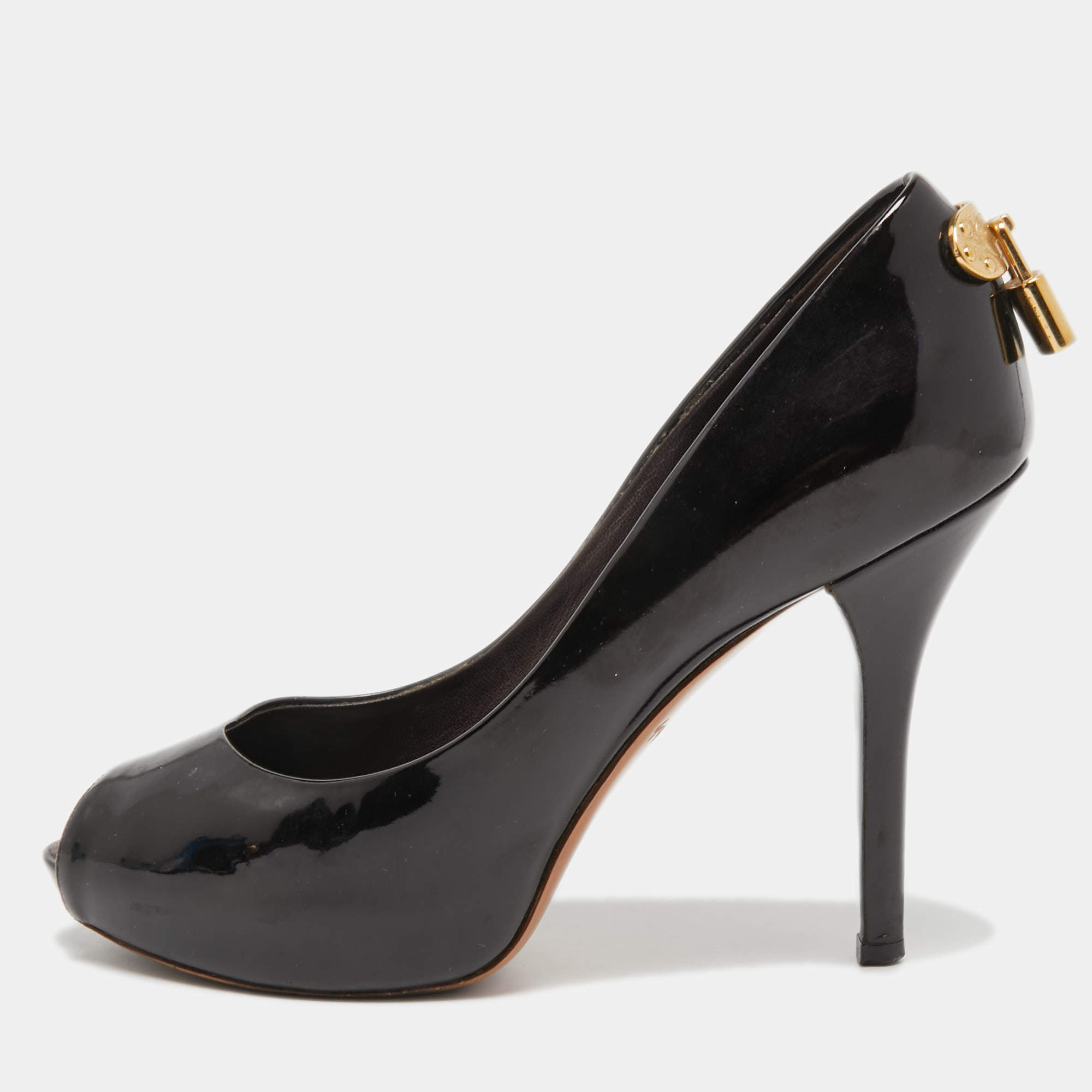 Pre Owned Louis Vuitton Burgundy Patent Leather Oh Really! Pumps Size 35