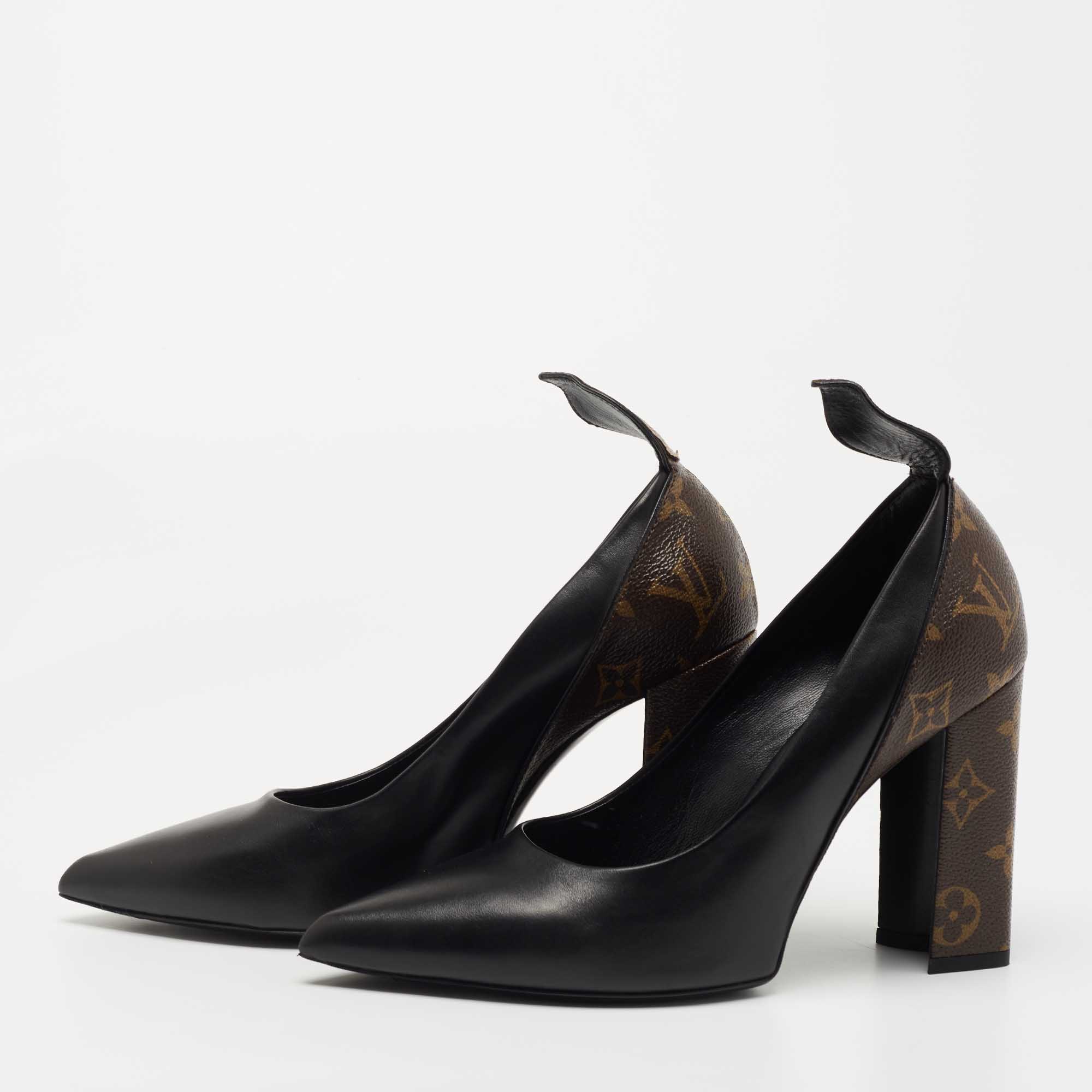 LOUIS VUITTON LT BROWN suede BLACK PAT LEATHER Pumps heels $1500 PLATFORM  38-8