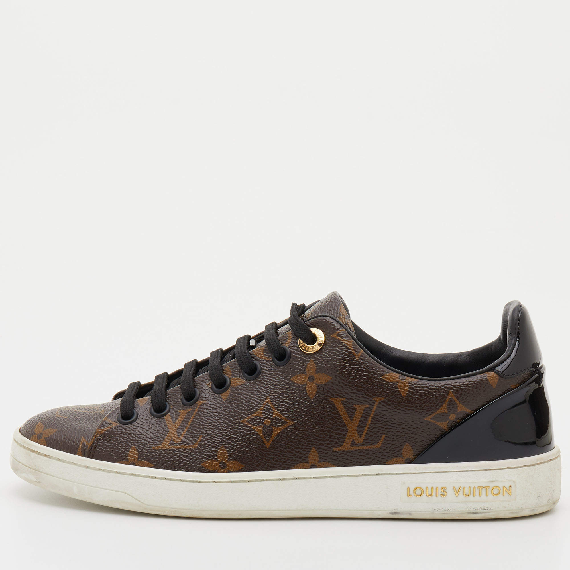 Louis Vuitton Women's FrontRow Sneakers Monogram Canvas with Patent Black  2012881