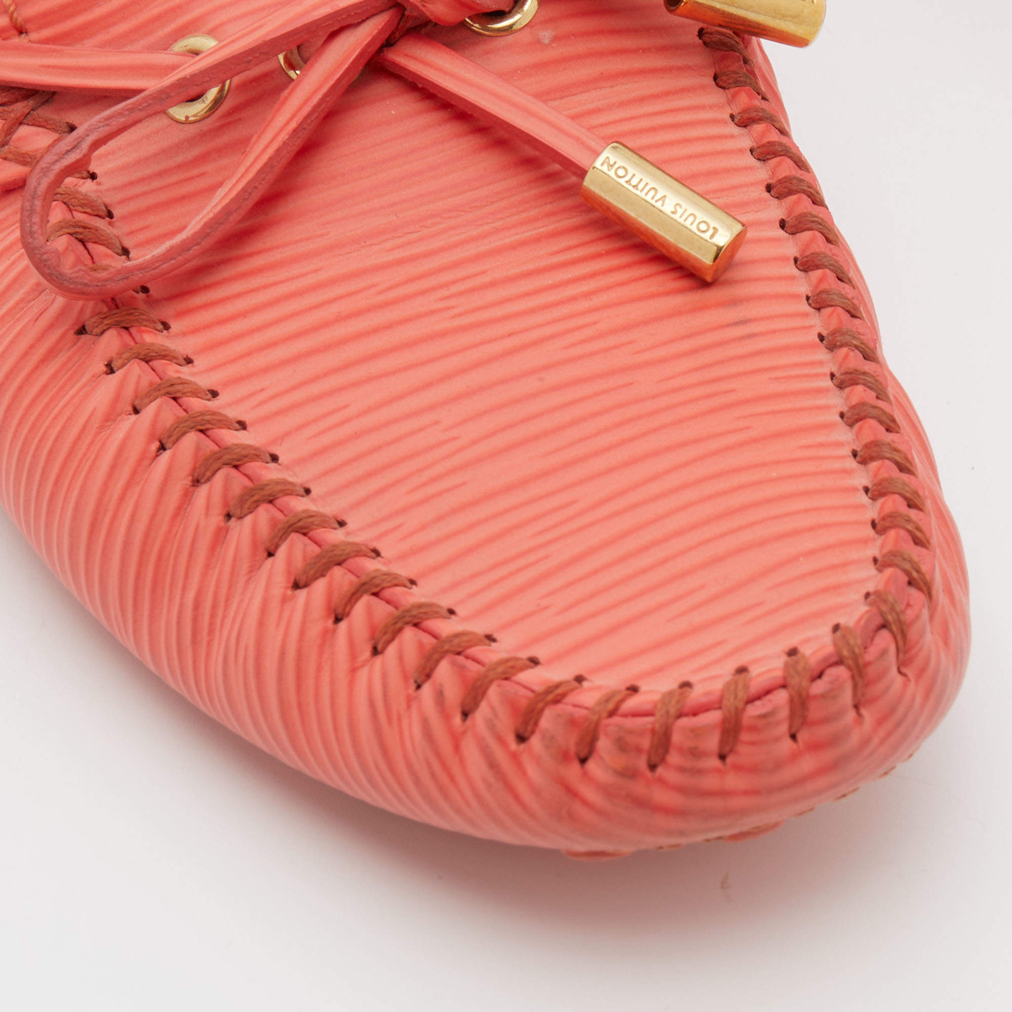 Louis Vuitton Orange EPI Leather Bow Loafers