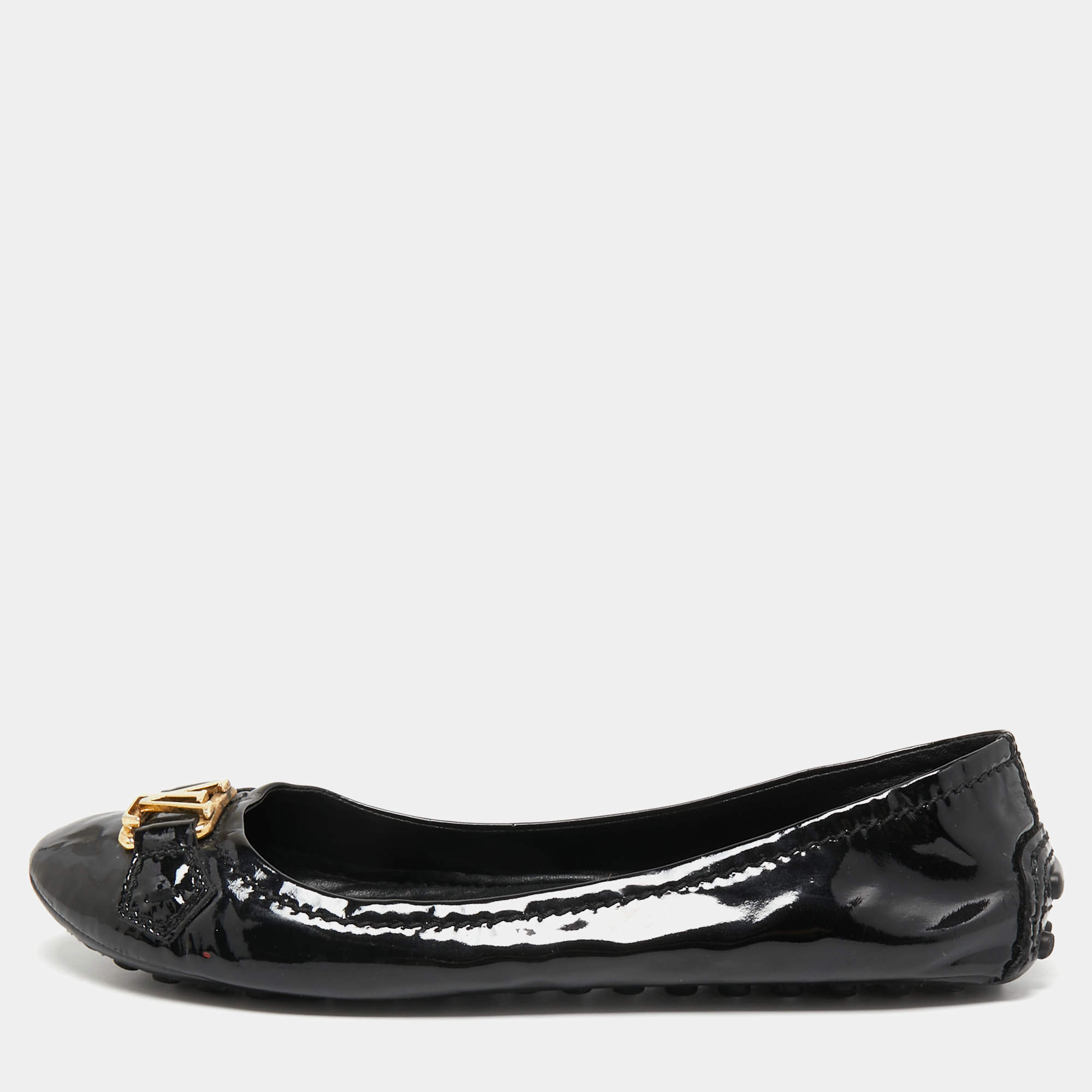 Louis Vuitton Gold Patent Leather Oxford Ballet Flats Size 36 For Sale at  1stDibs