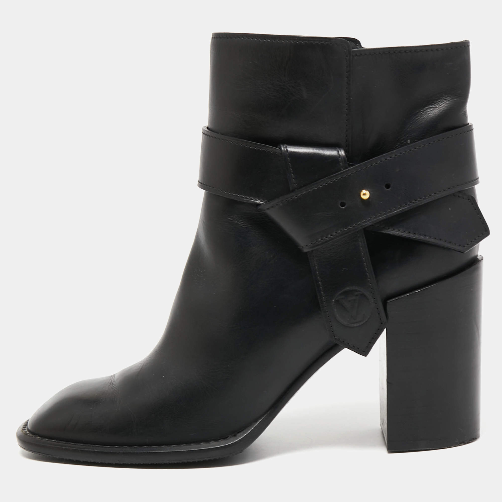 Louis Vuitton Black Leather Ankle Boots Size 39