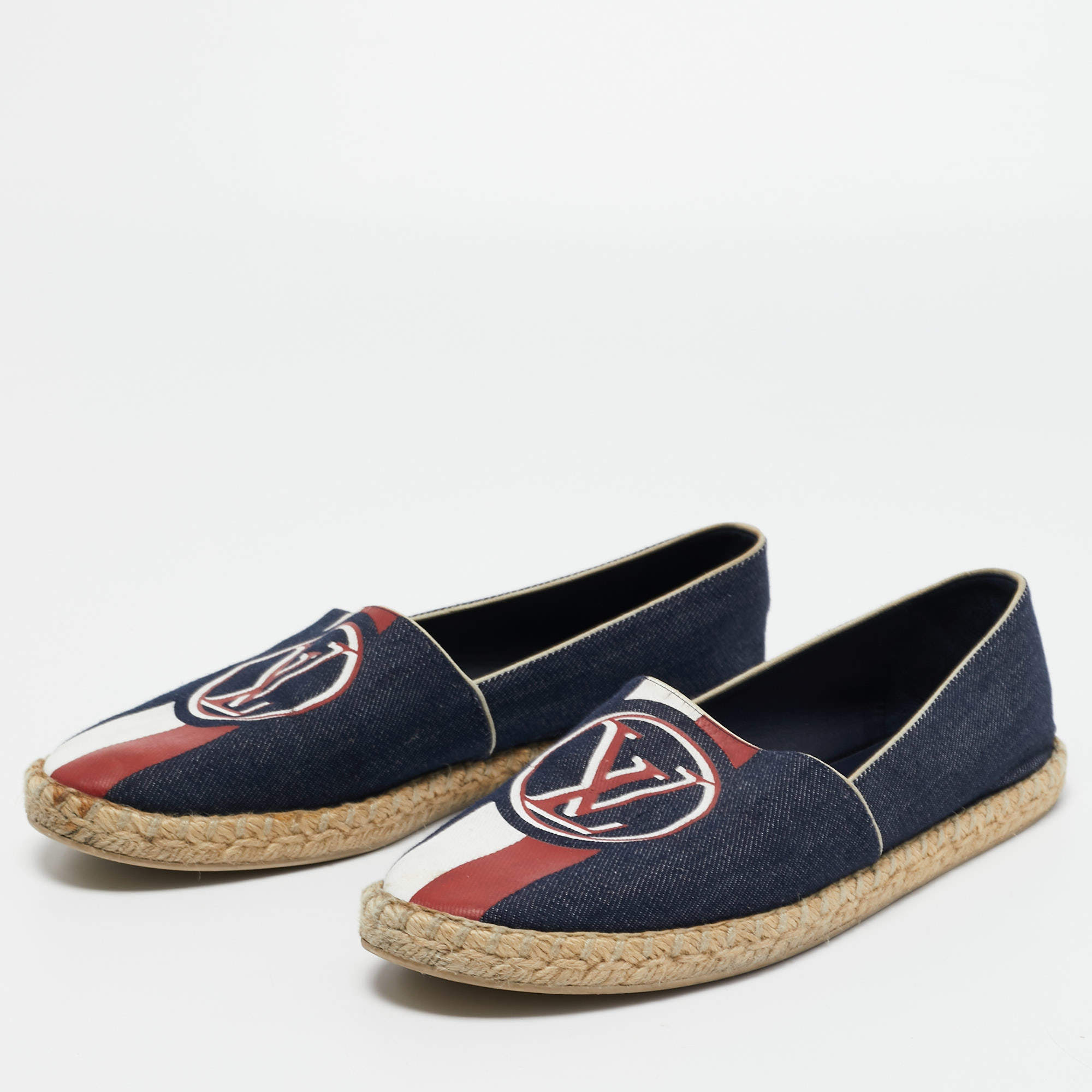 Louis Vuitton Navy Blue Logo Postcard Espadrille 37.5 – The Closet