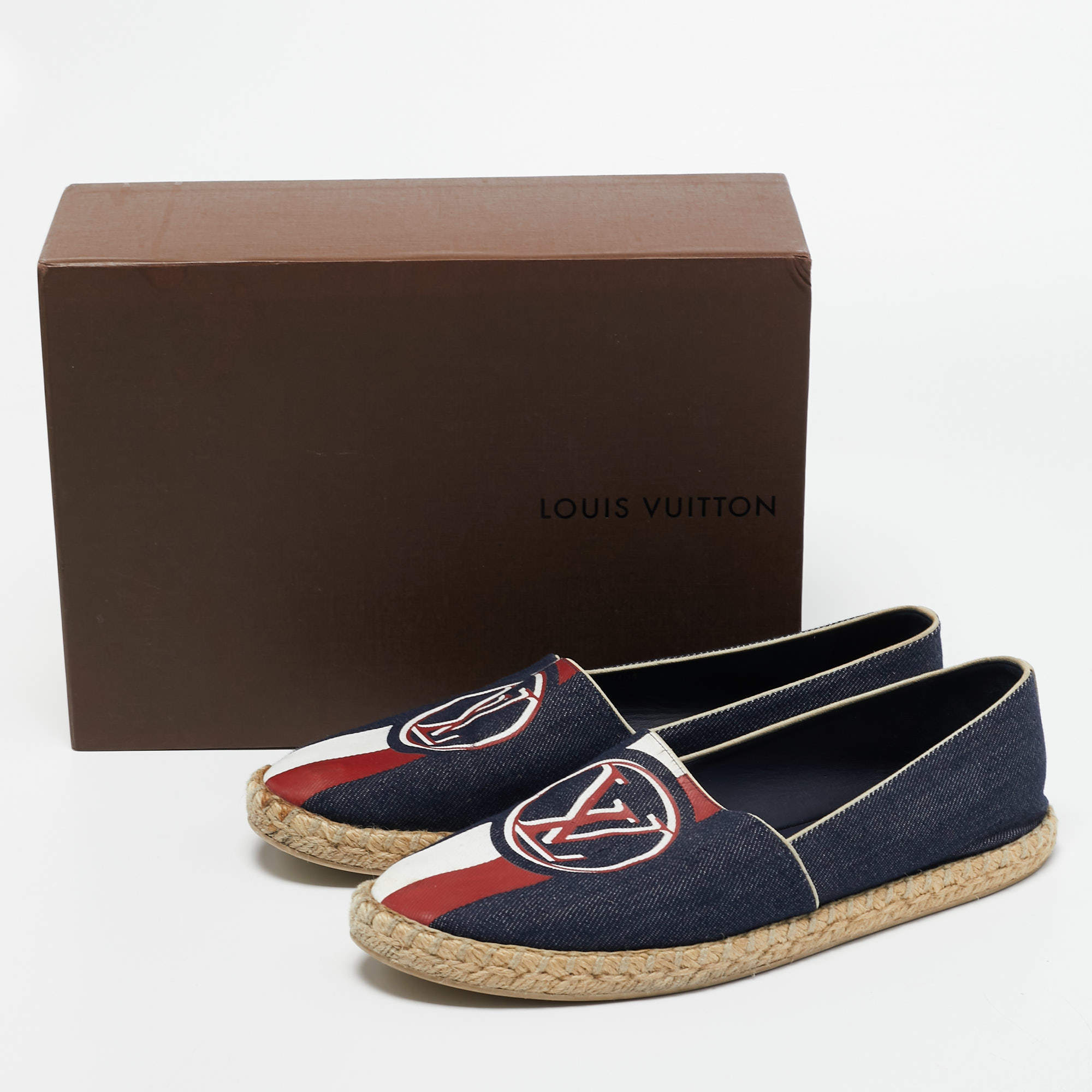 Louis Vuitton Navy Blue Logo Postcard Espadrille 37.5 – The Closet