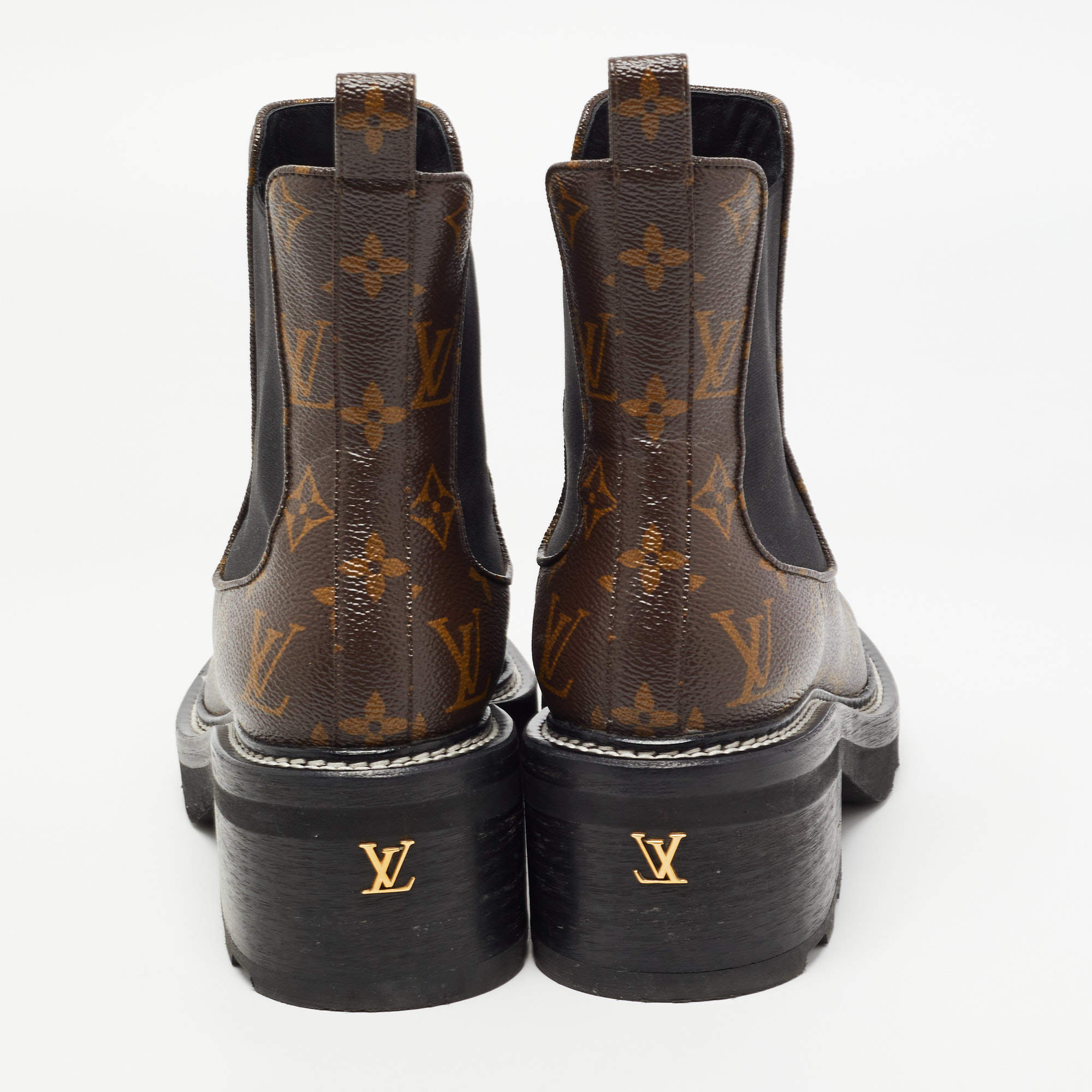 Louis Vuitton Monogram LV Beaubourg Ankle Boot 2022-23FW, Brown, 40.5